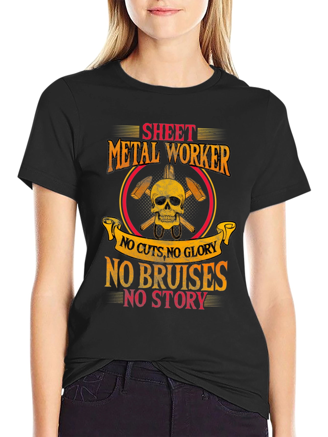 Sheet Metal Worker Skull Graphic T-Shirt