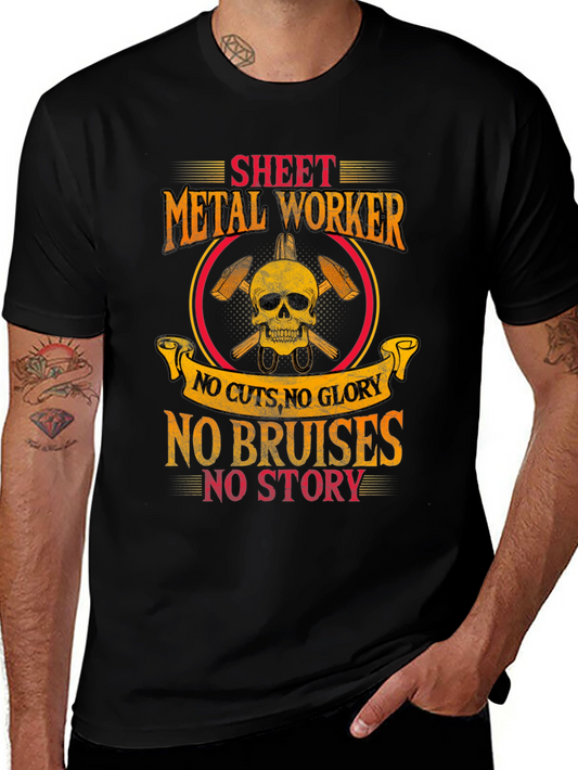 Sheet Metal Worker Skull Graphic T-Shirt