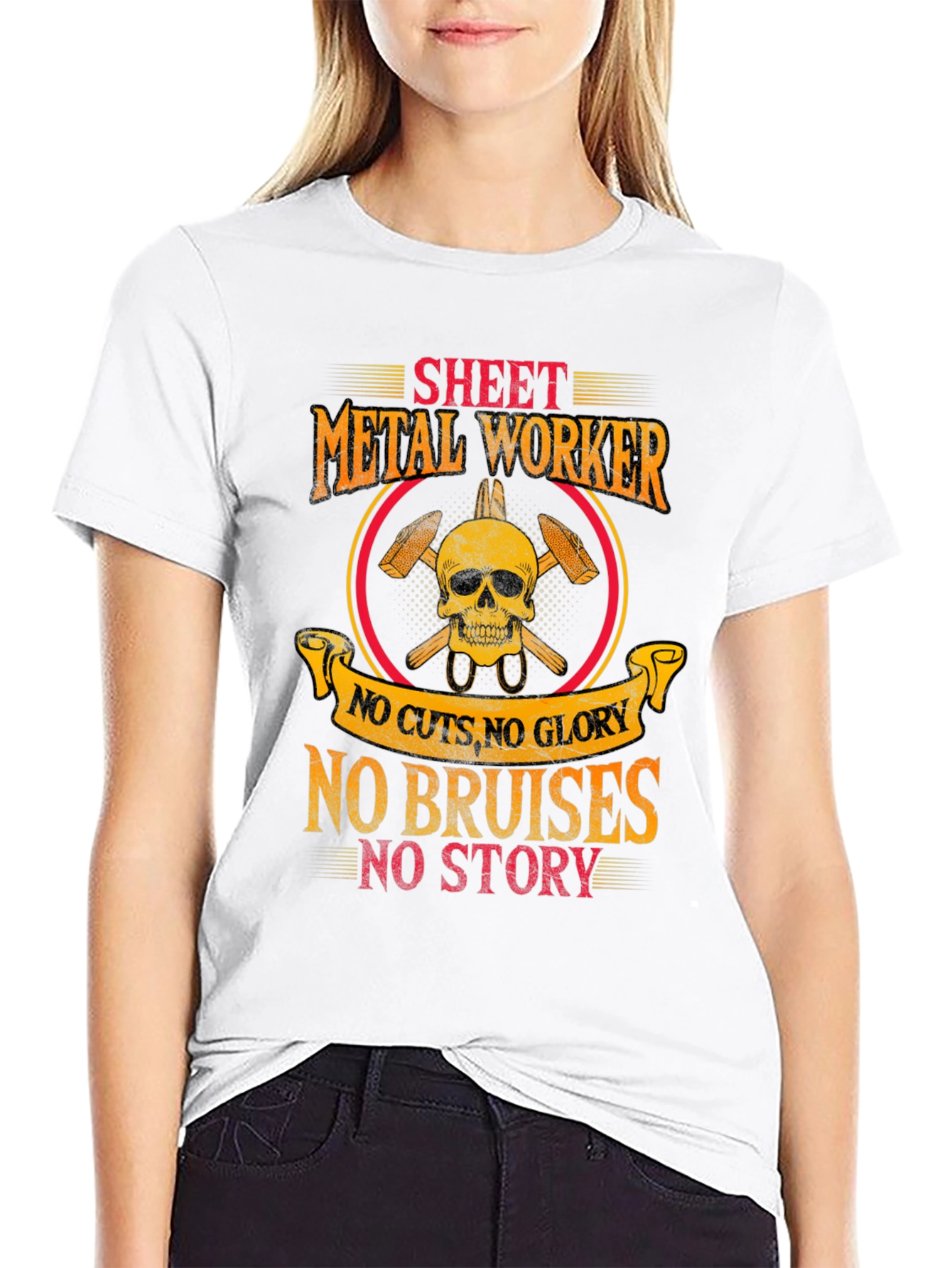 Sheet Metal Worker Skull Graphic T-Shirt