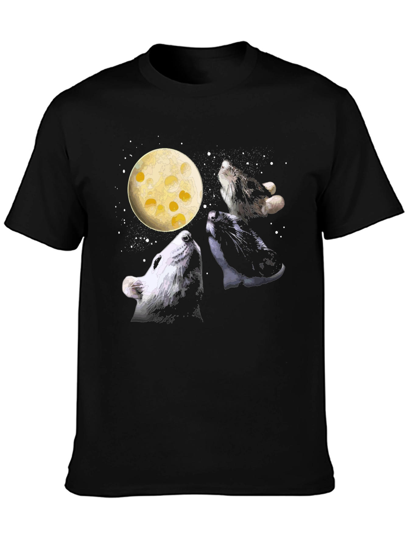 Wolf Cheese Moon Black T-Shirt