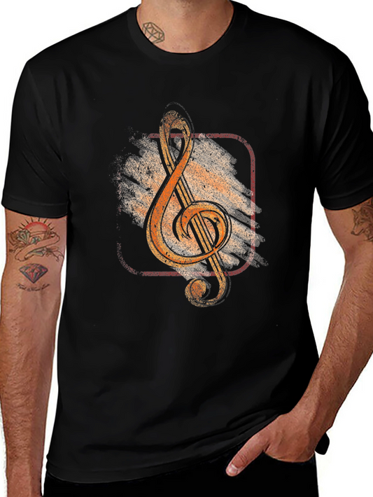 Vintage Music Treble Clef Graphic T-Shirt