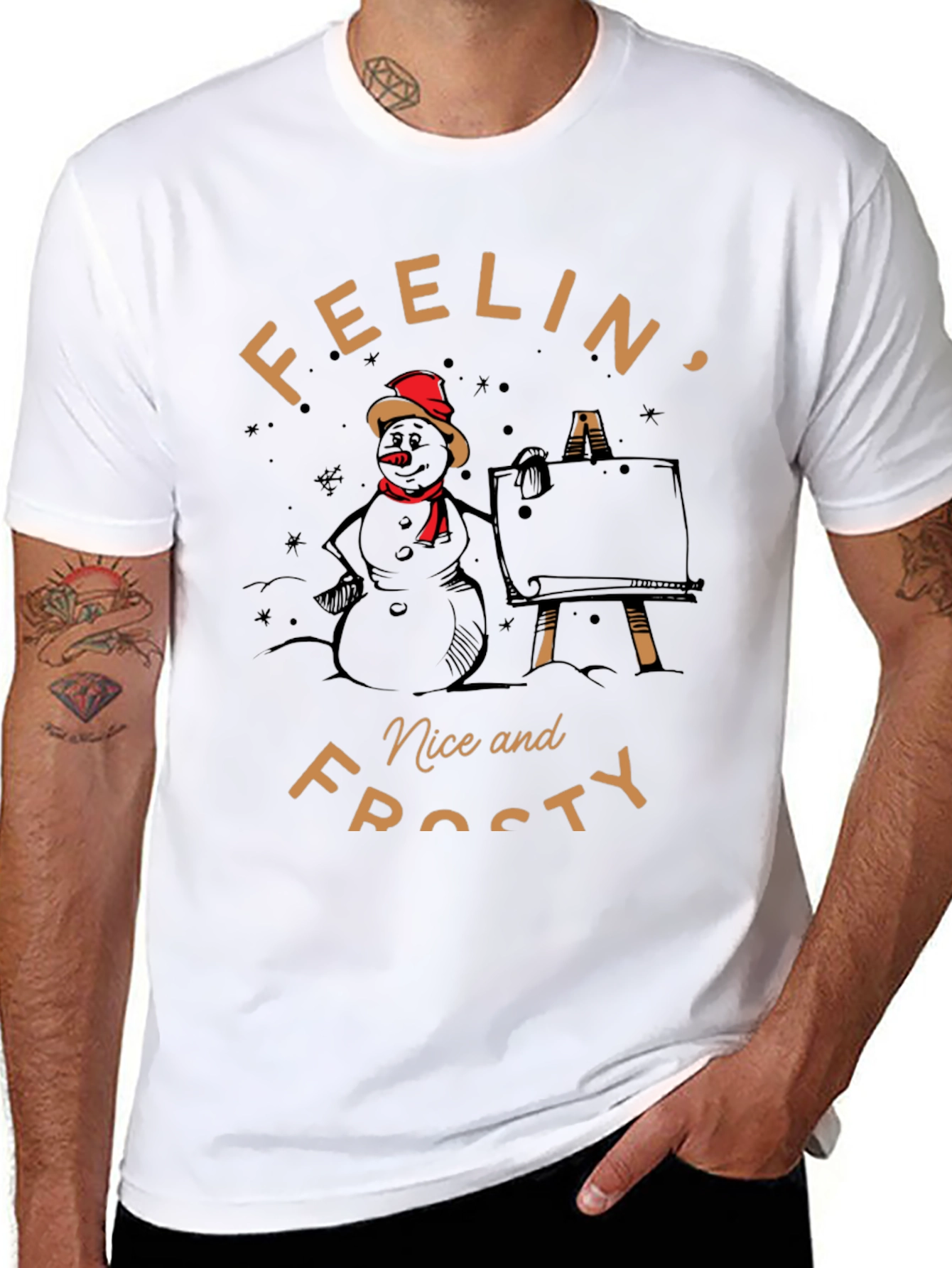 Feelin Nice and Frosty Snowman Artist Graphic Tee