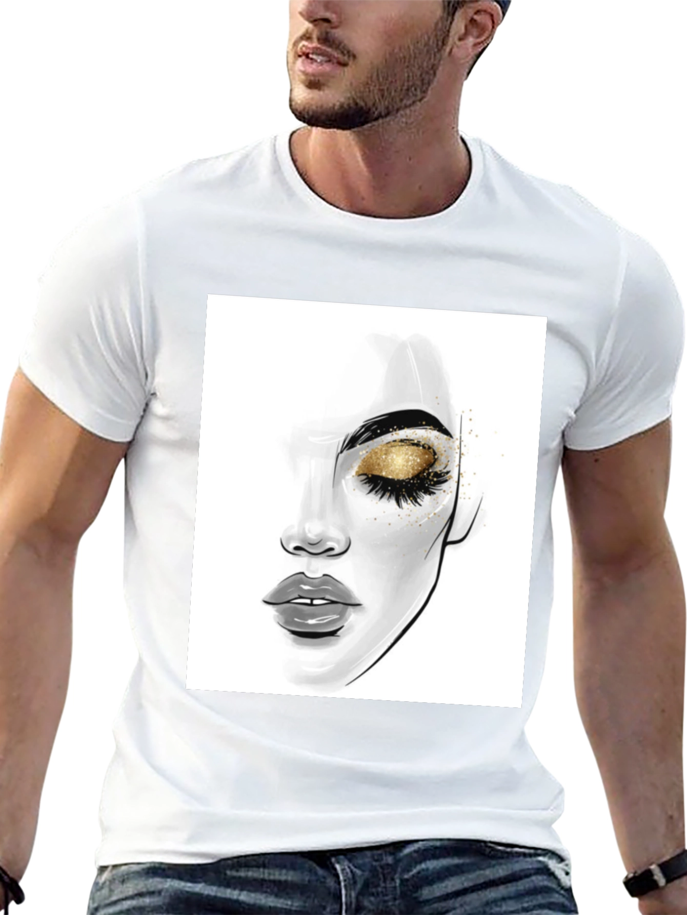 Glamorous Eye Makeup Graphic Tee - Black Cotton