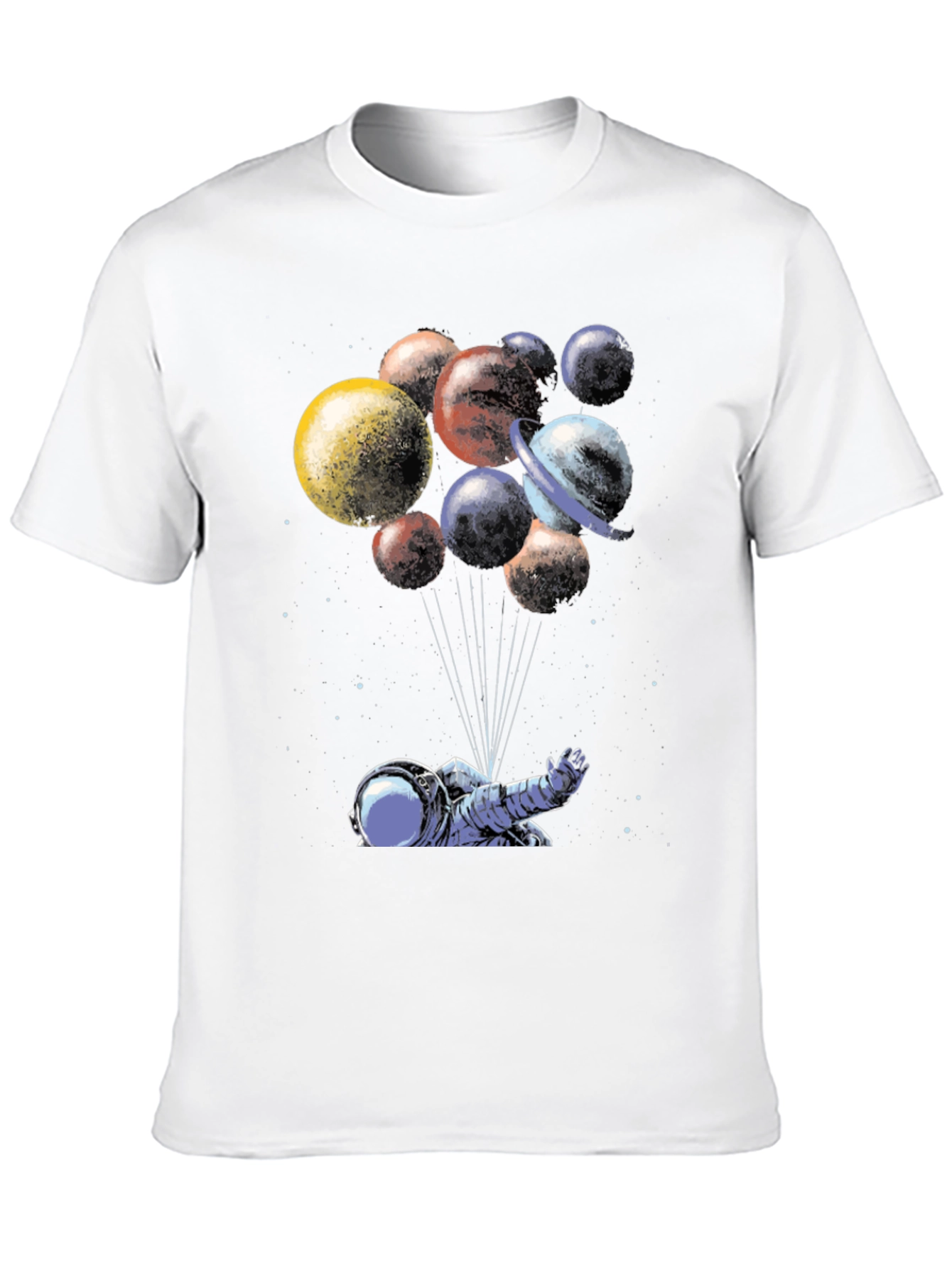 Astronaut Planet Balloons Graphic T-Shirt