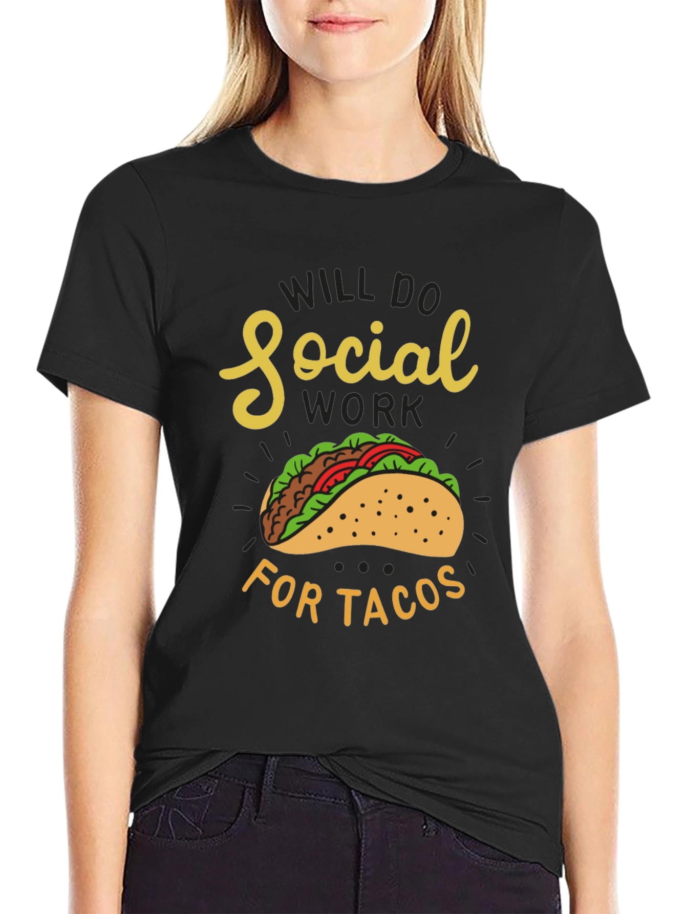 Social Work for Tacos Black Graphic Tee