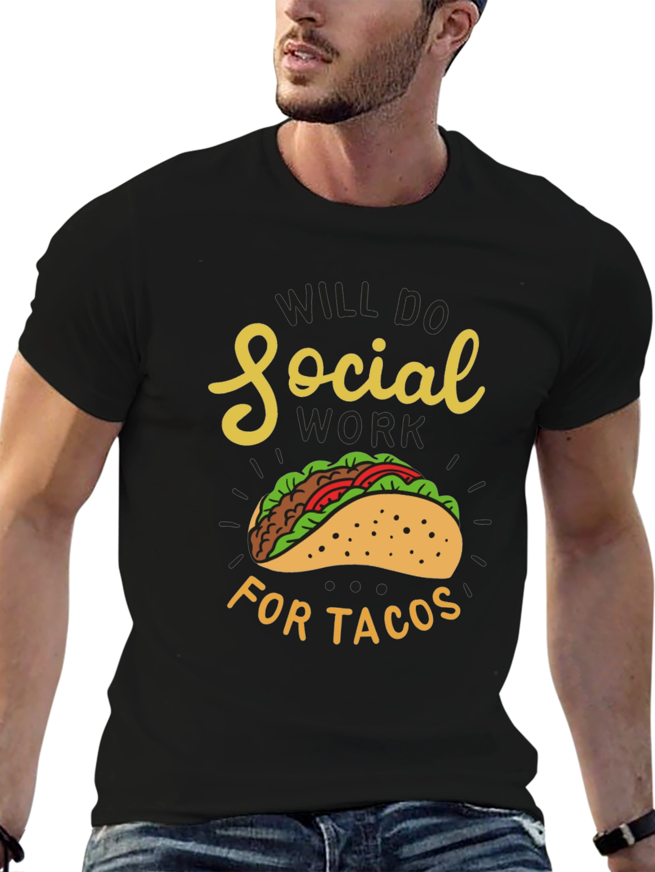 Social Work for Tacos Black Graphic Tee