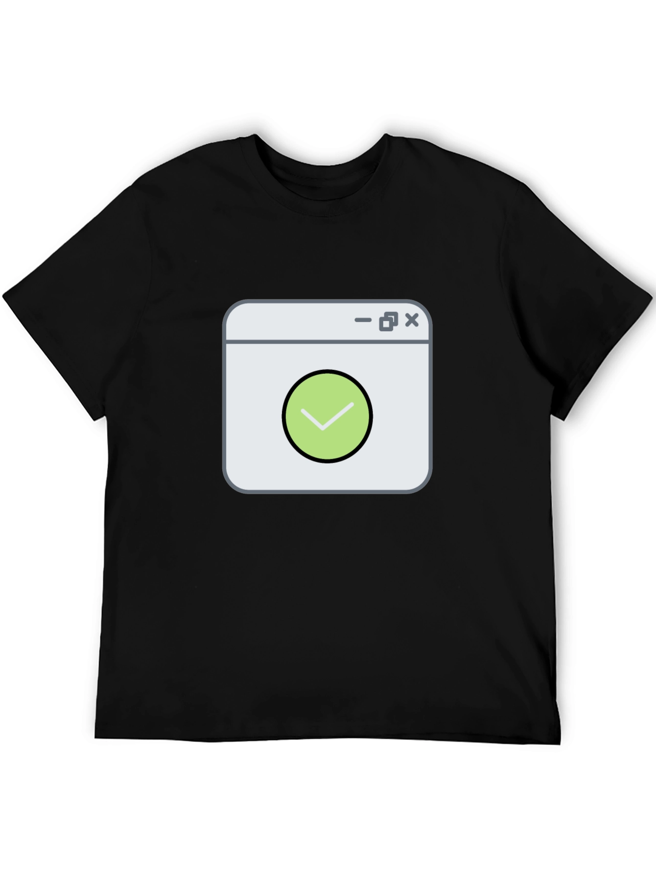 Checked Window T-Shirt - Black Cotton Graphic Tee
