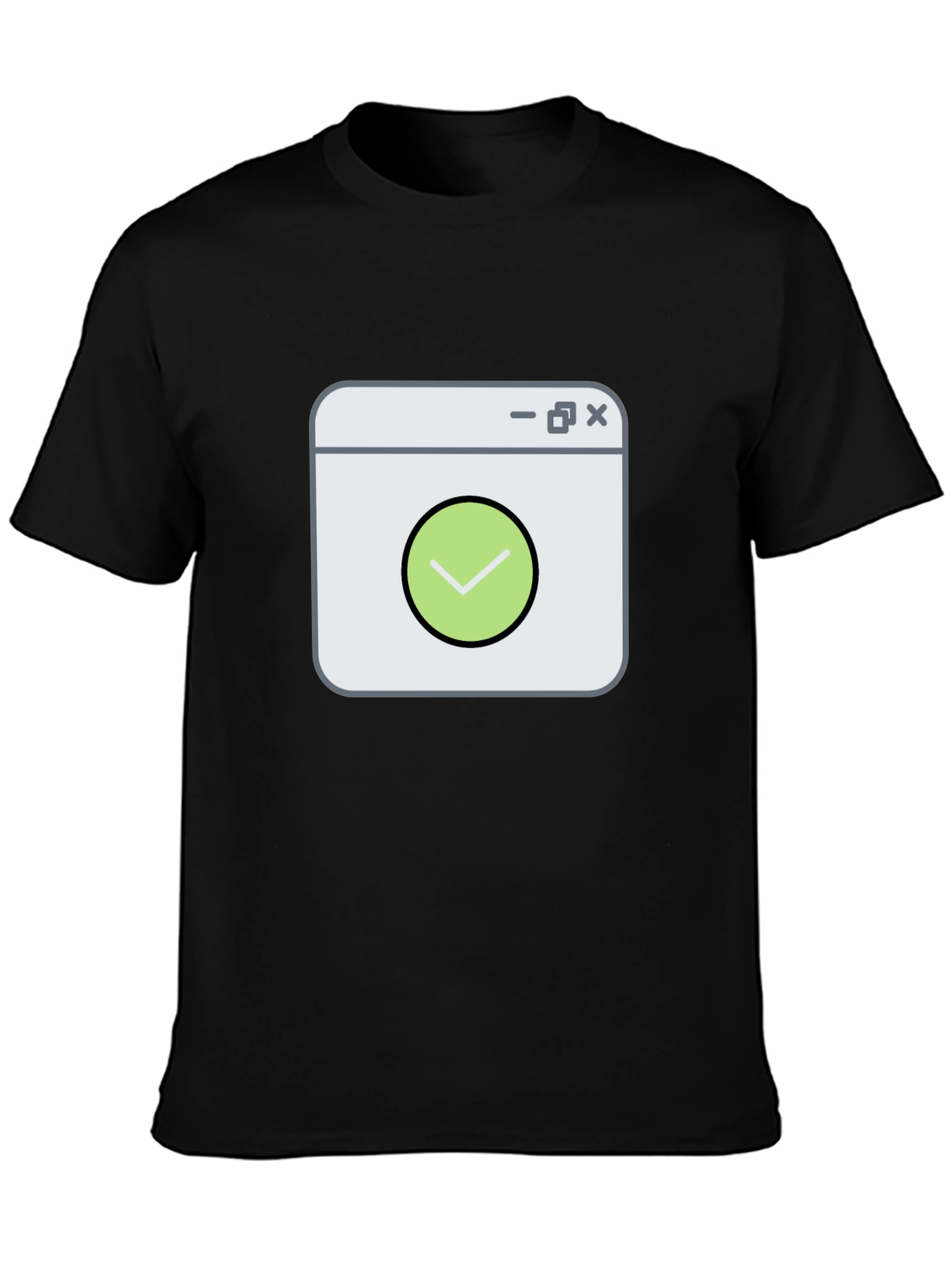 Checked Window T-Shirt - Black Cotton Graphic Tee