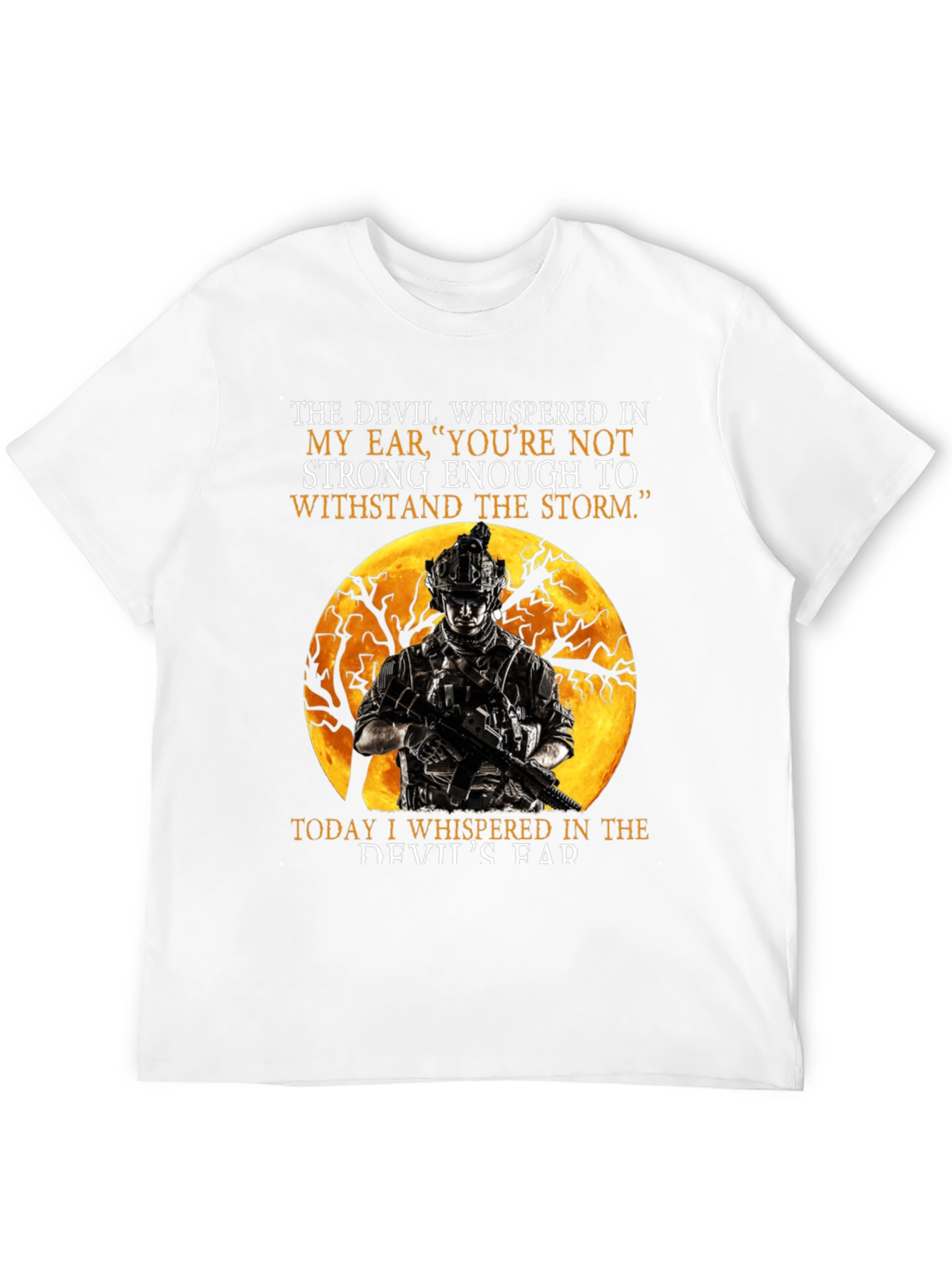 Devil Whispered T-Shirt: Military Soldier Graphic Tee