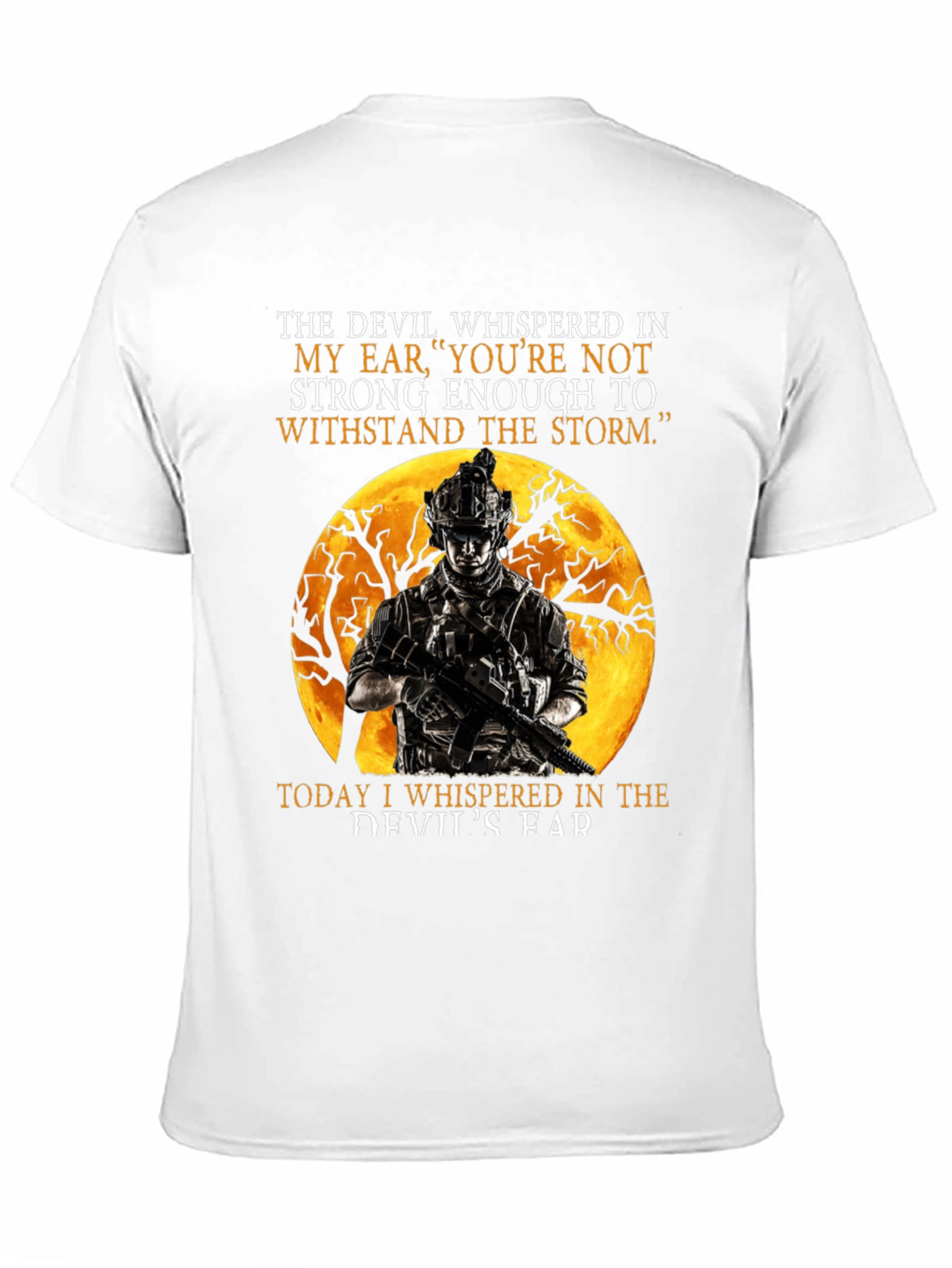 Devil Whispered T-Shirt: Military Soldier Graphic Tee