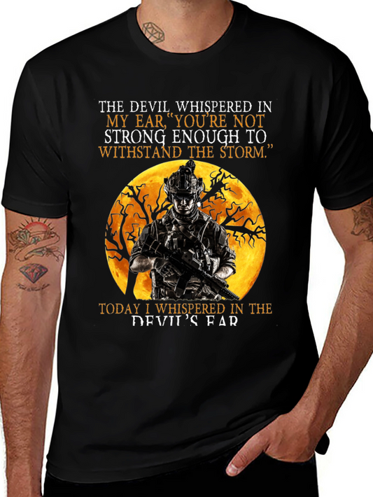Devil Whispered T-Shirt: Military Soldier Graphic Tee