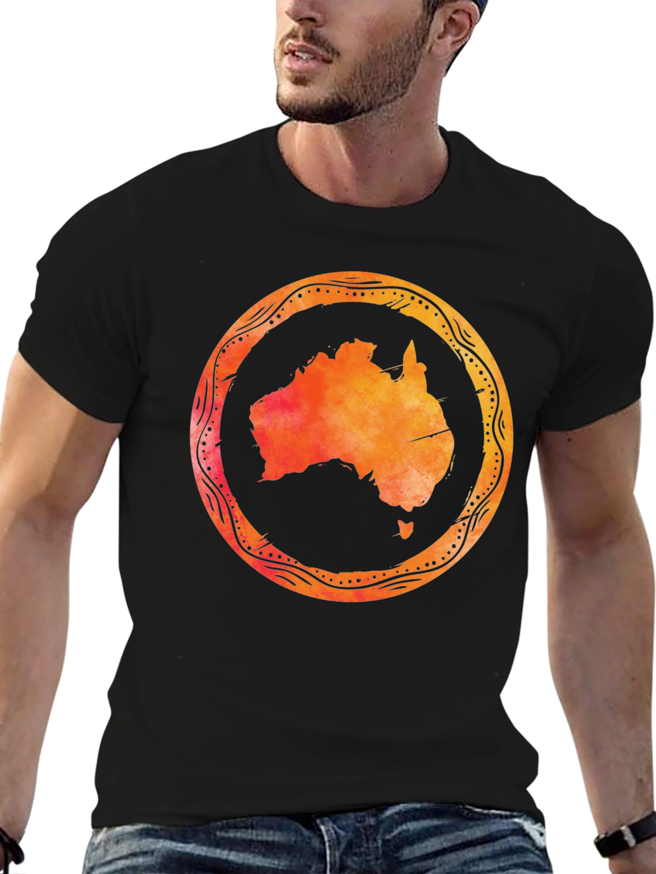 Australia Map Graphic Black T-Shirt