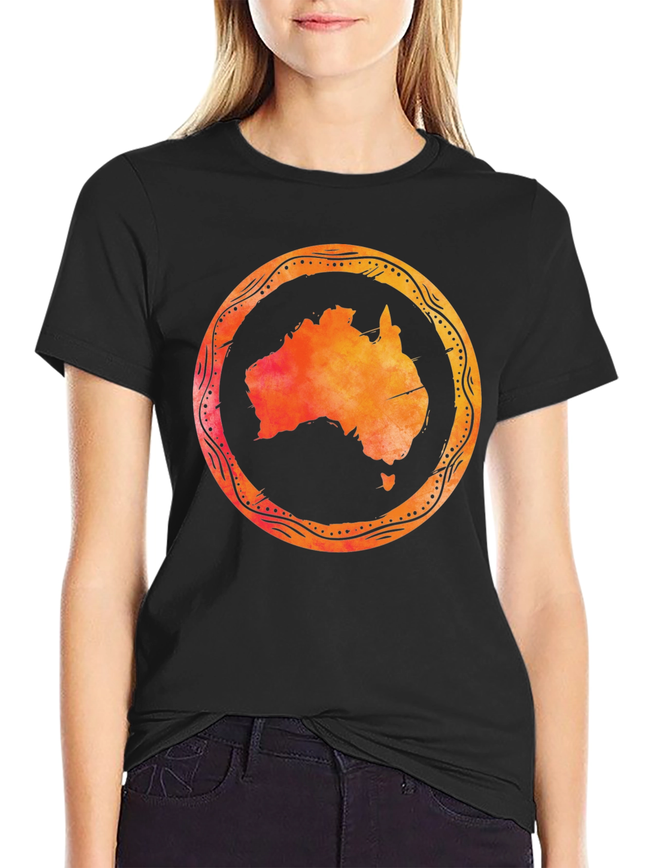 Australia Map Graphic Black T-Shirt