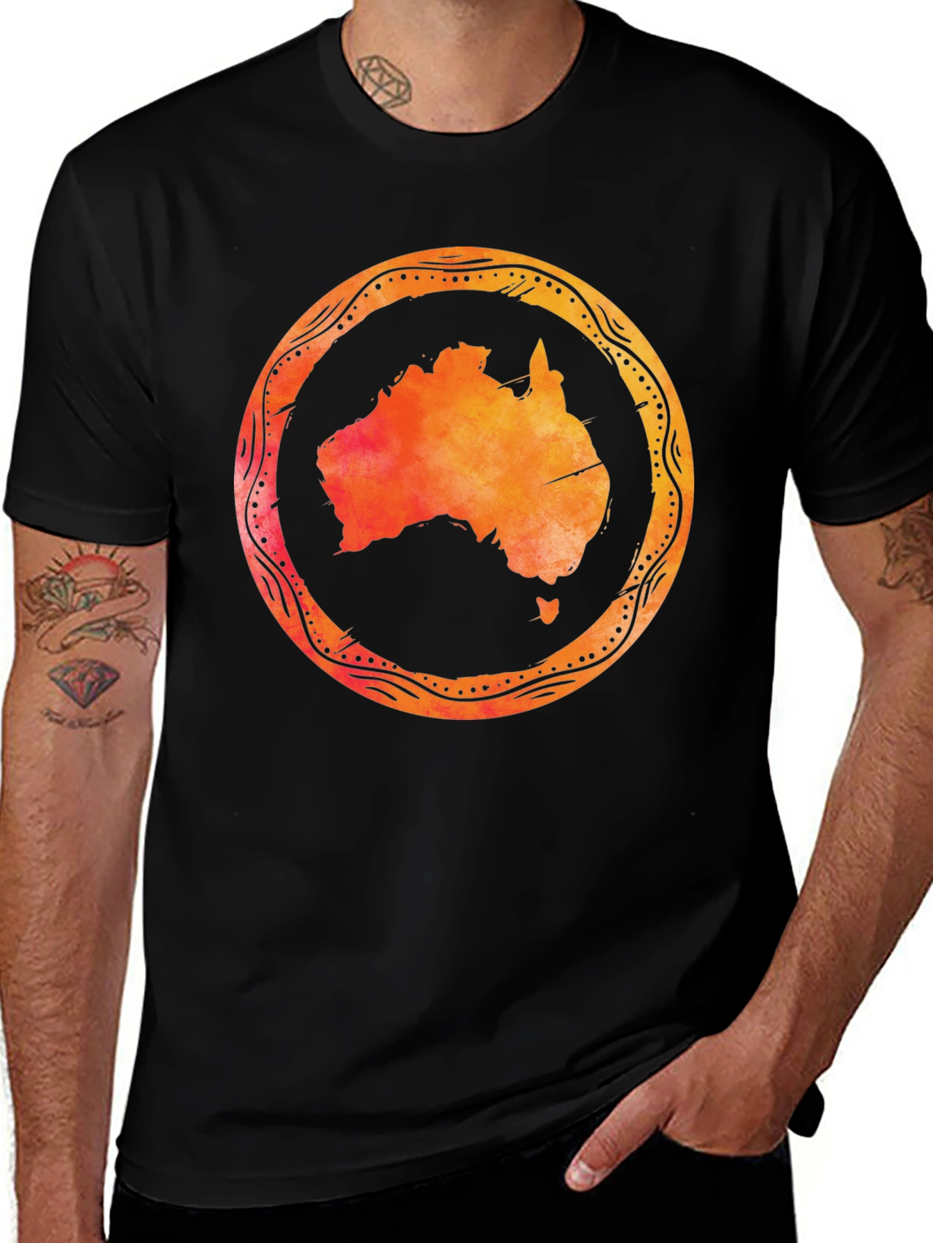 Australia Map Graphic Black T-Shirt