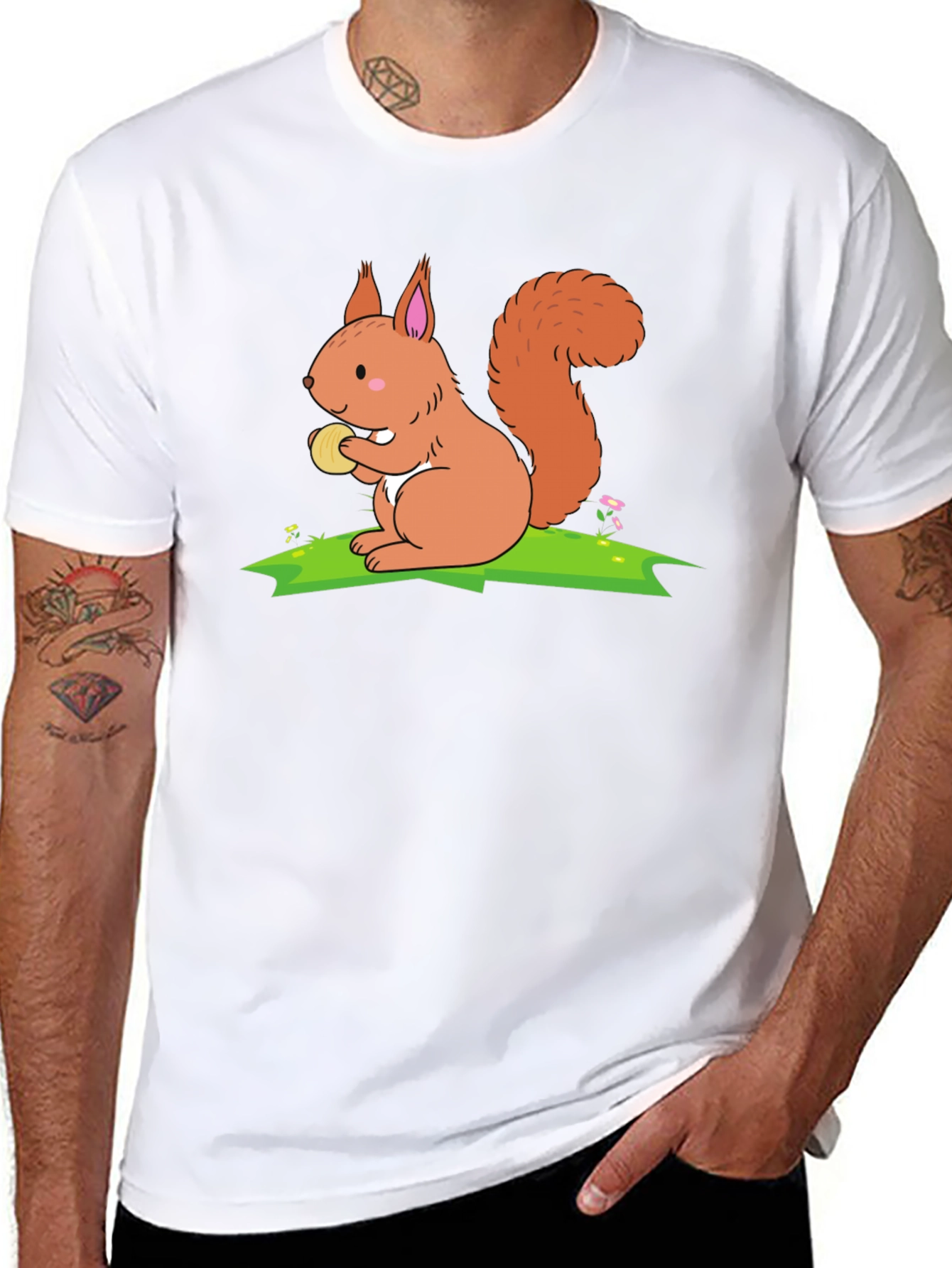 Squirrel Graphic T-Shirt - Black Cotton Tee