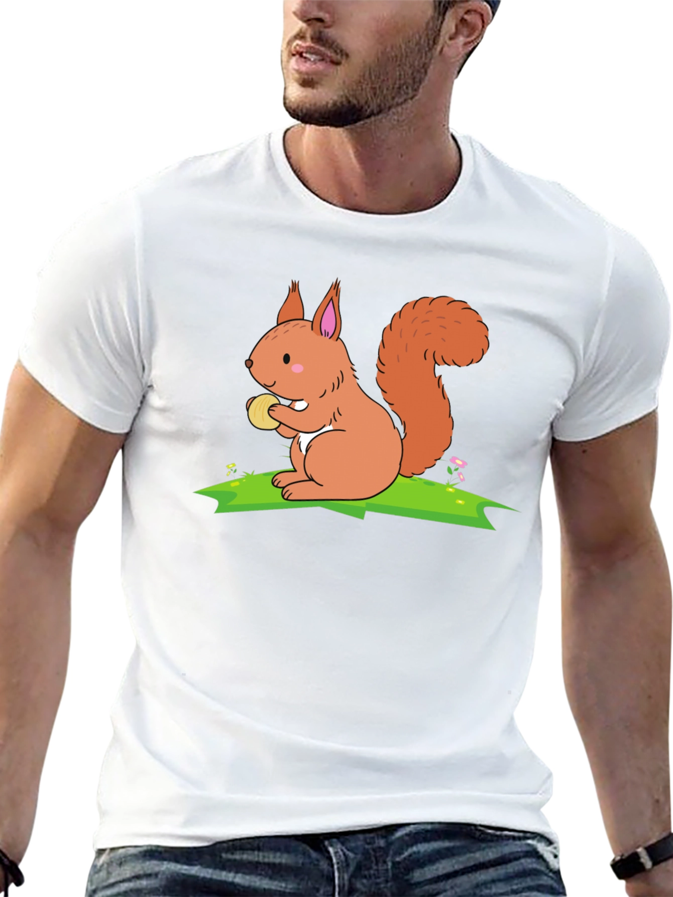Squirrel Graphic T-Shirt - Black Cotton Tee