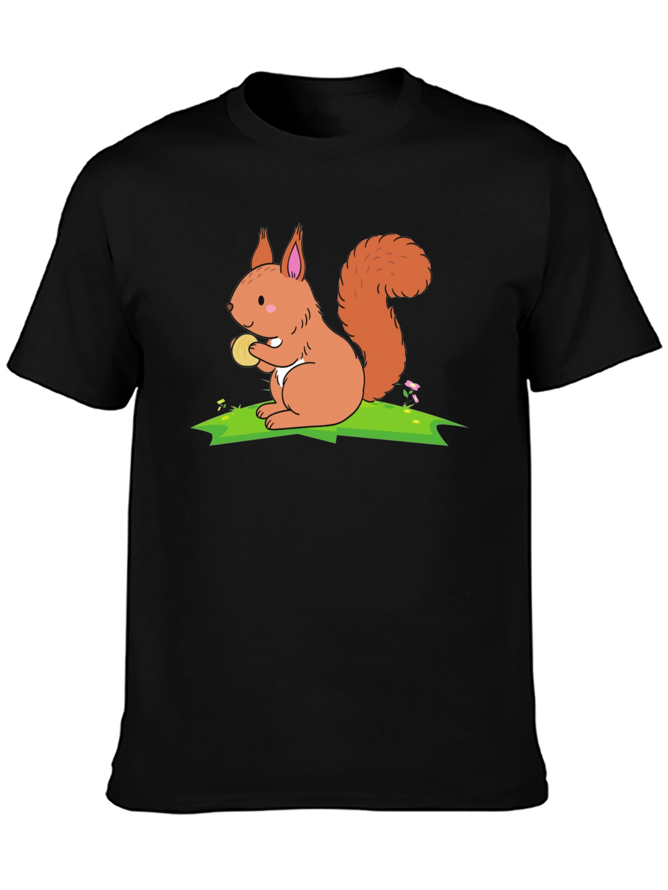 Squirrel Graphic T-Shirt - Black Cotton Tee