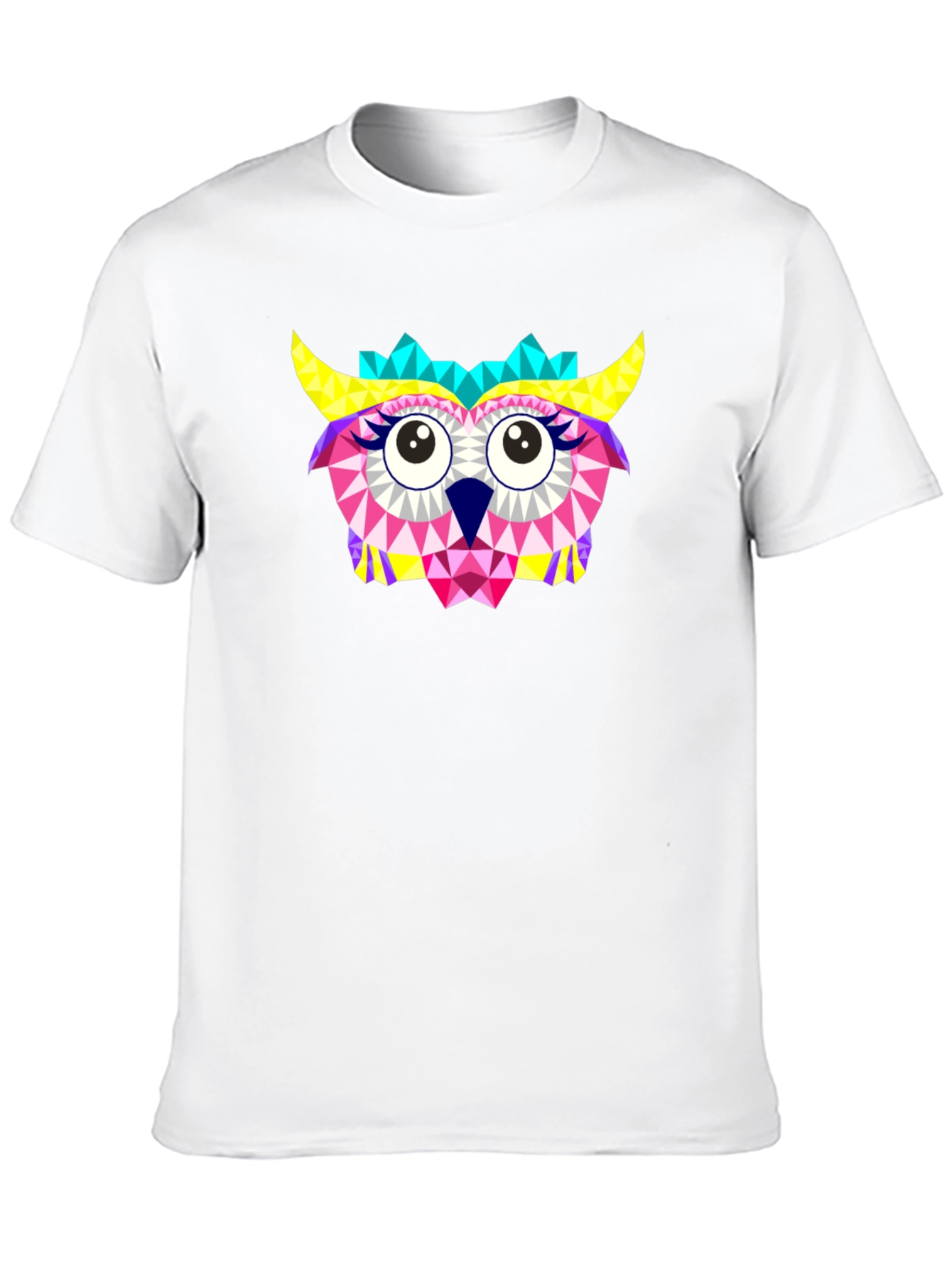 Geometric Owl Print Black T-Shirt