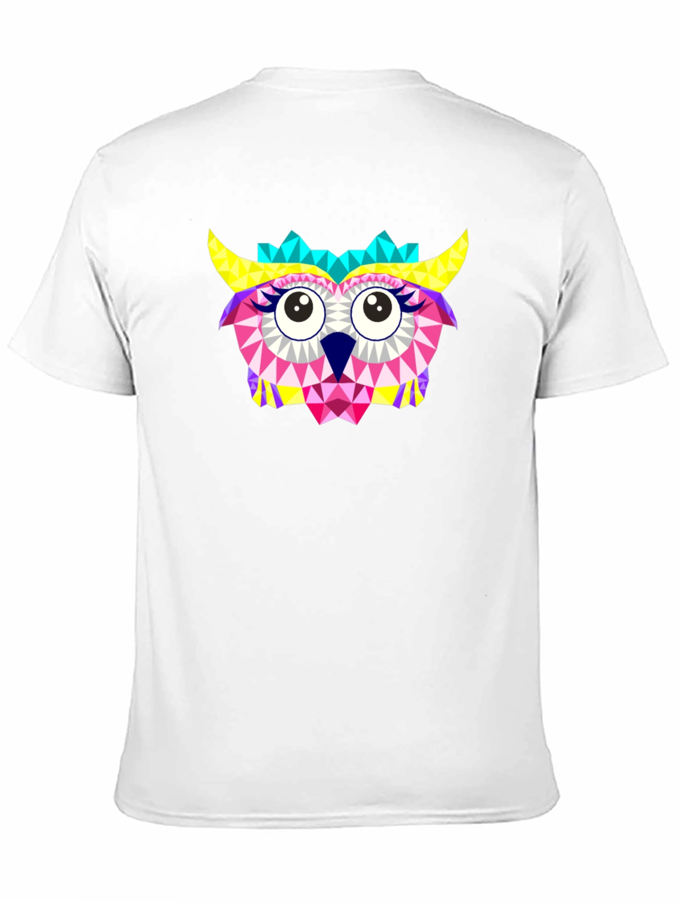 Geometric Owl Print Black T-Shirt