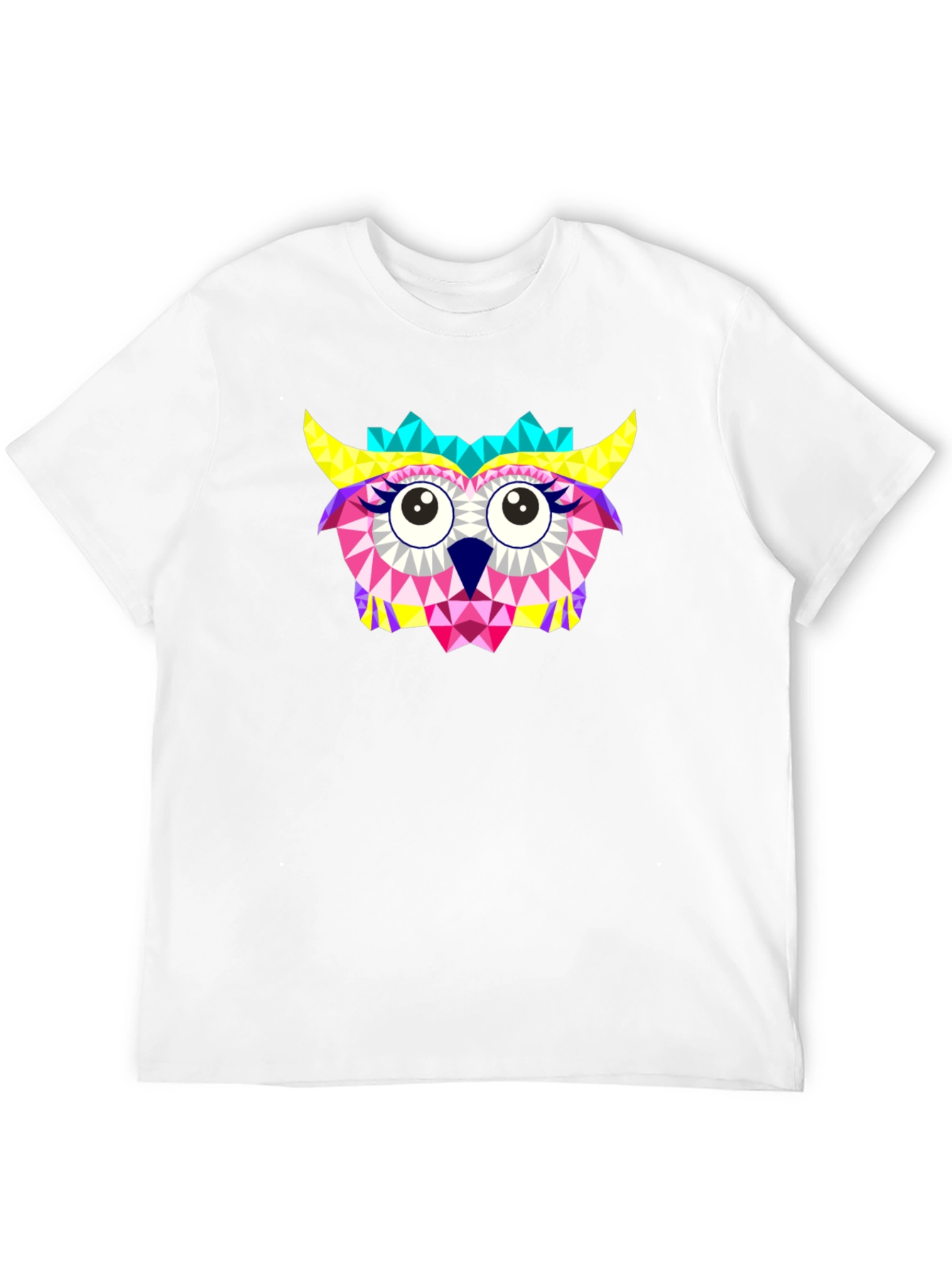 Geometric Owl Print Black T-Shirt