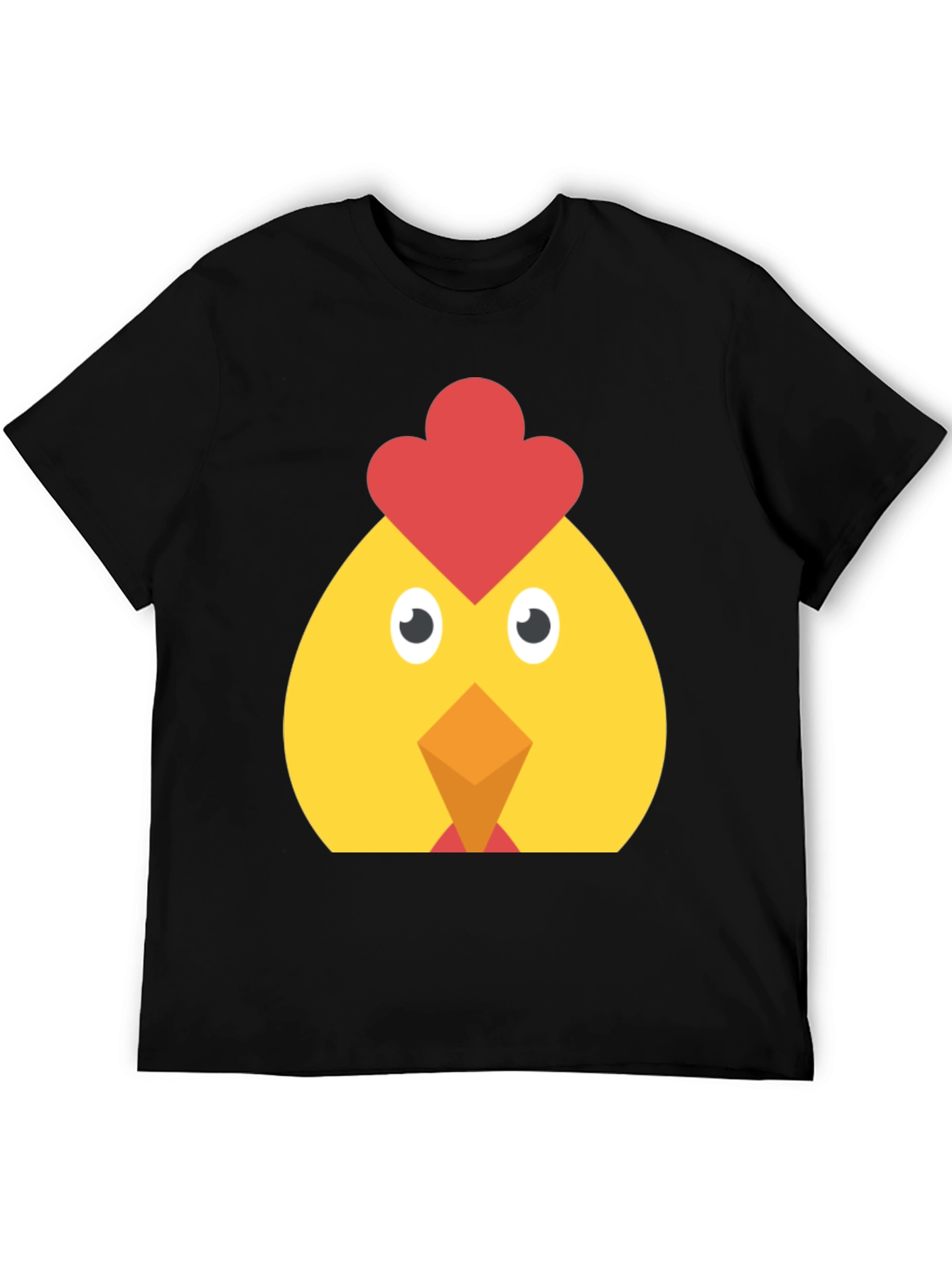 Funny Chicken Face Graphic T-Shirt - Casual Black Tee