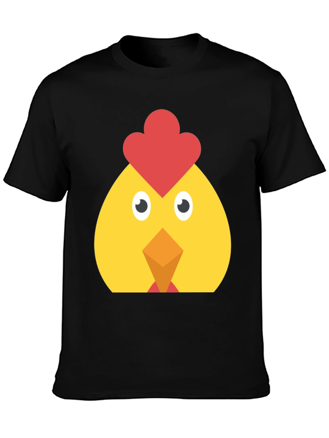 Funny Chicken Face Graphic T-Shirt - Casual Black Tee