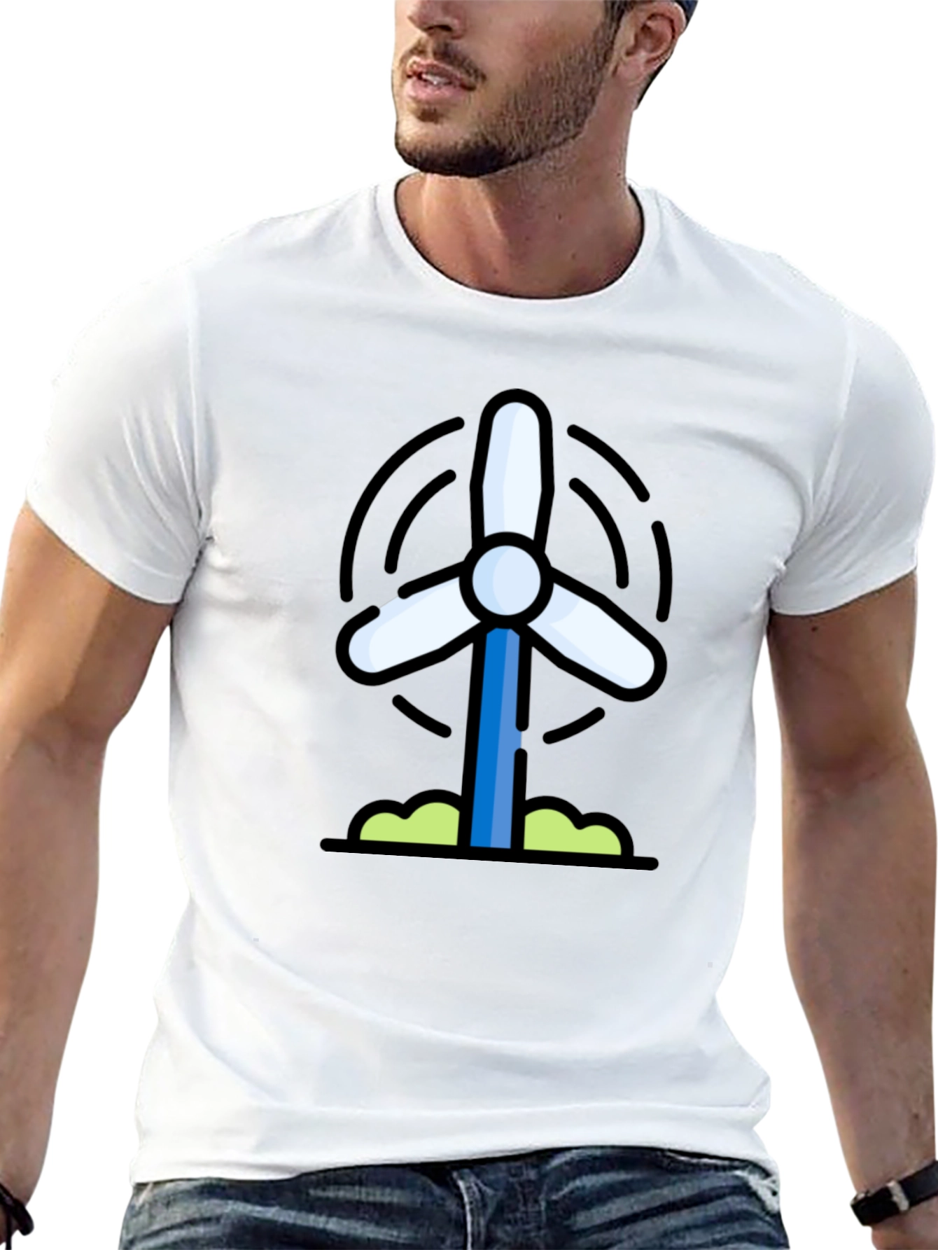 Wind Turbine Graphic Tee - Eco-Friendly Shirt