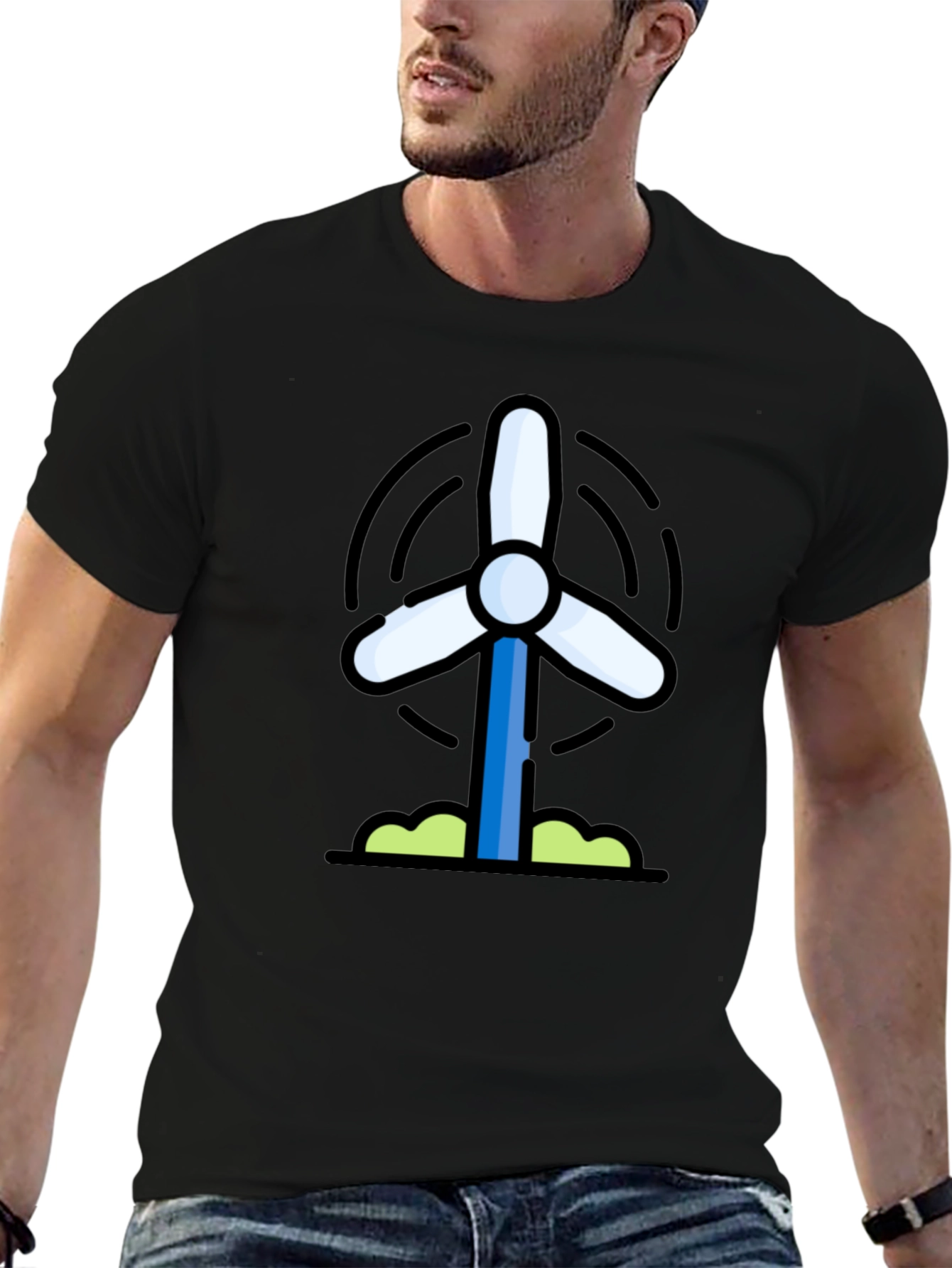 Wind Turbine Graphic Tee - Eco-Friendly Shirt