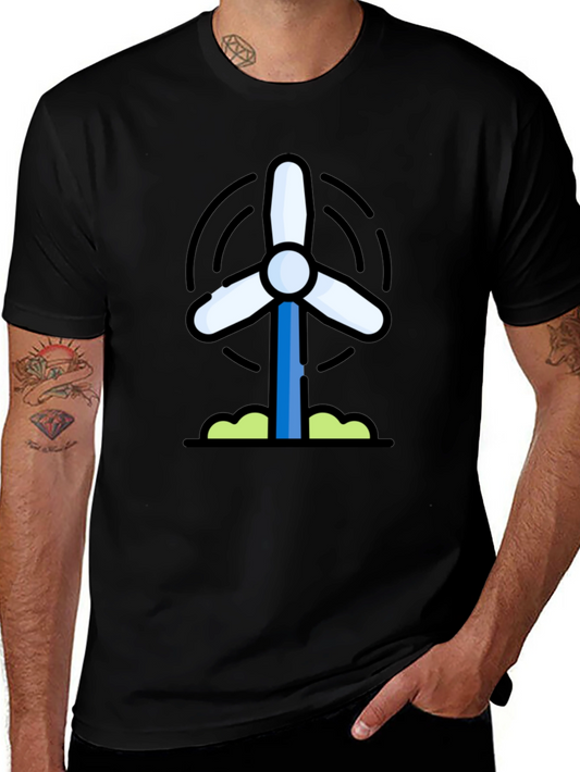 Wind Turbine Graphic Tee - Eco-Friendly Shirt