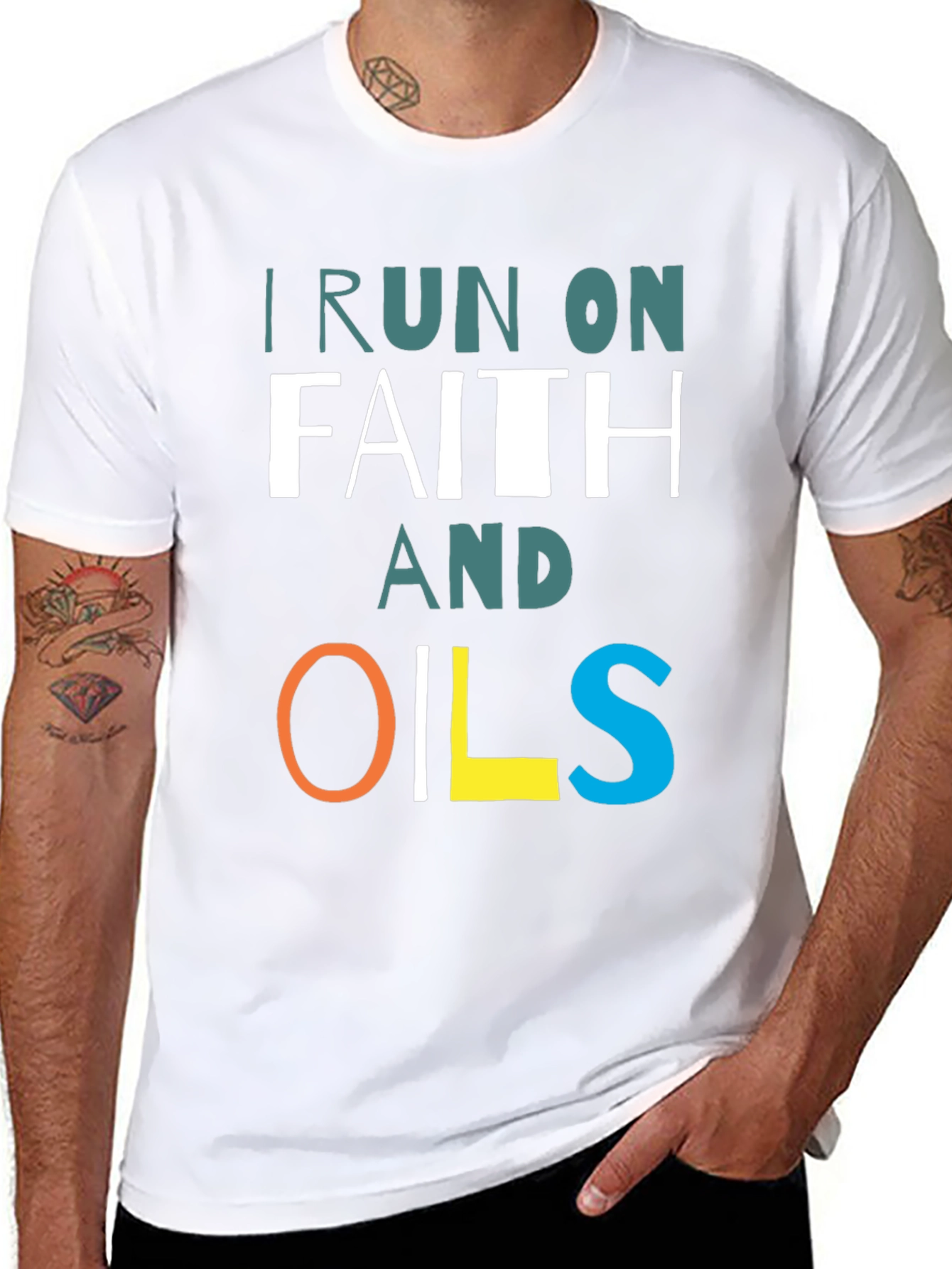 I Run on Faith and Oils T-Shirt