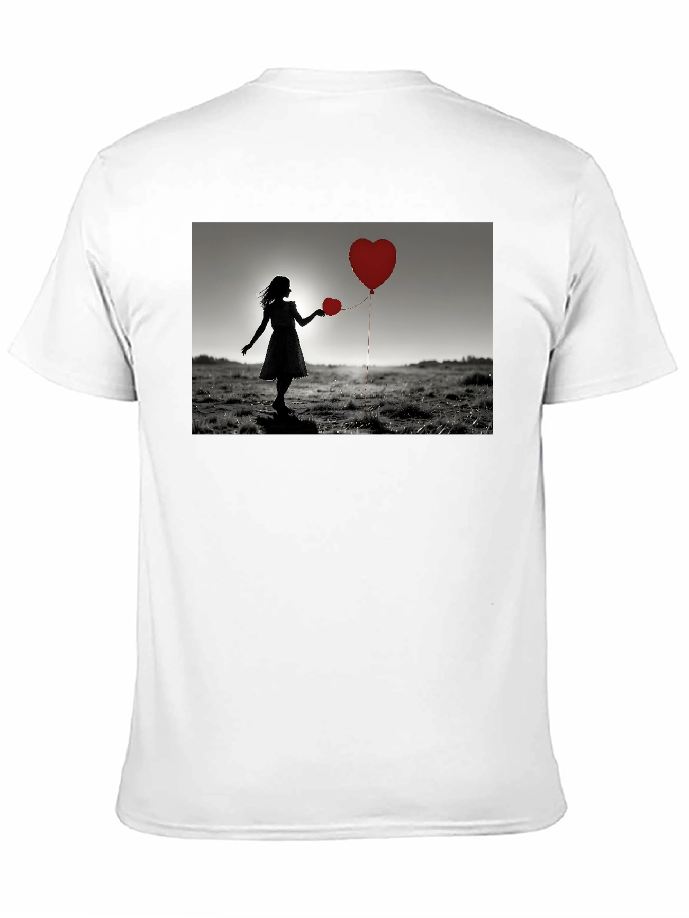 Heart Balloons Graphic Tee - Romantic Silhouette T-Shirt