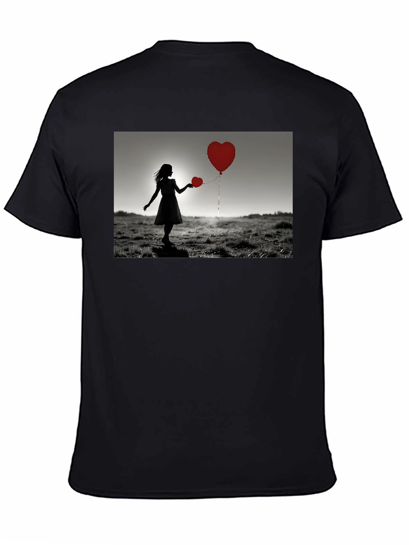 Heart Balloons Graphic Tee - Romantic Silhouette T-Shirt
