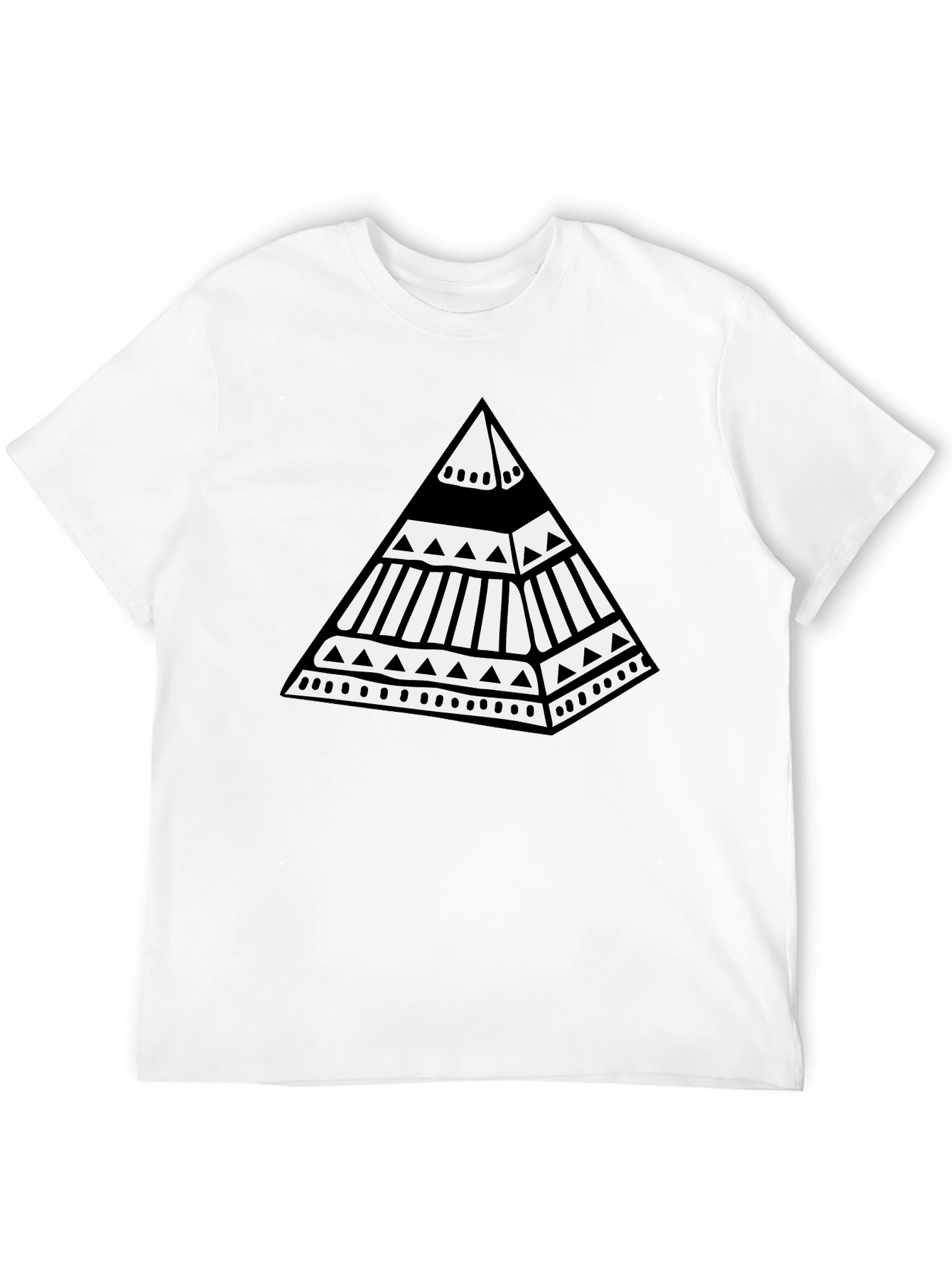 Tribal Pyramid Graphic Tee - Stylish Black T-Shirt