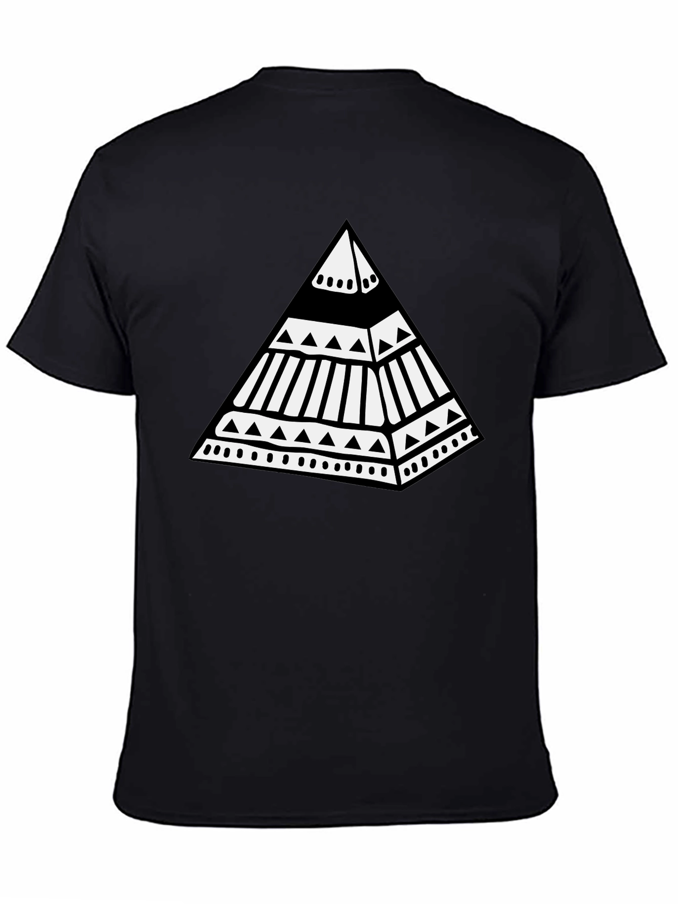 Tribal Pyramid Graphic Tee - Stylish Black T-Shirt