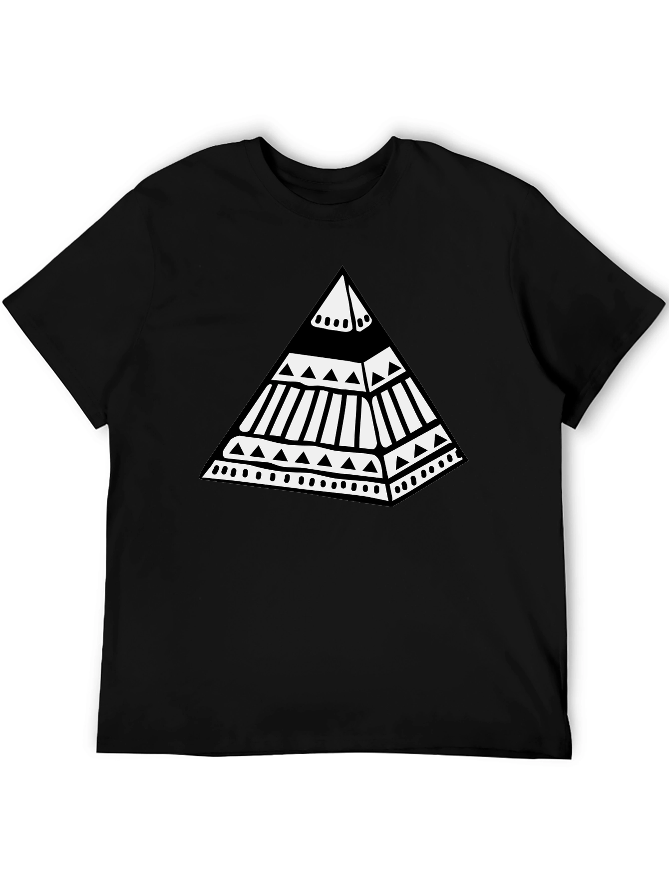 Tribal Pyramid Graphic Tee - Stylish Black T-Shirt