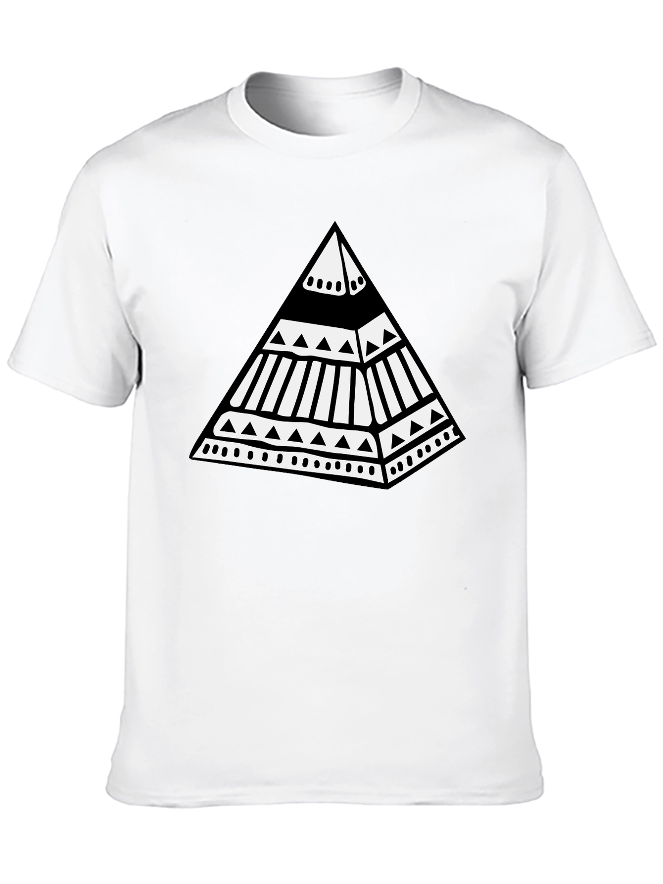 Tribal Pyramid Graphic Tee - Stylish Black T-Shirt
