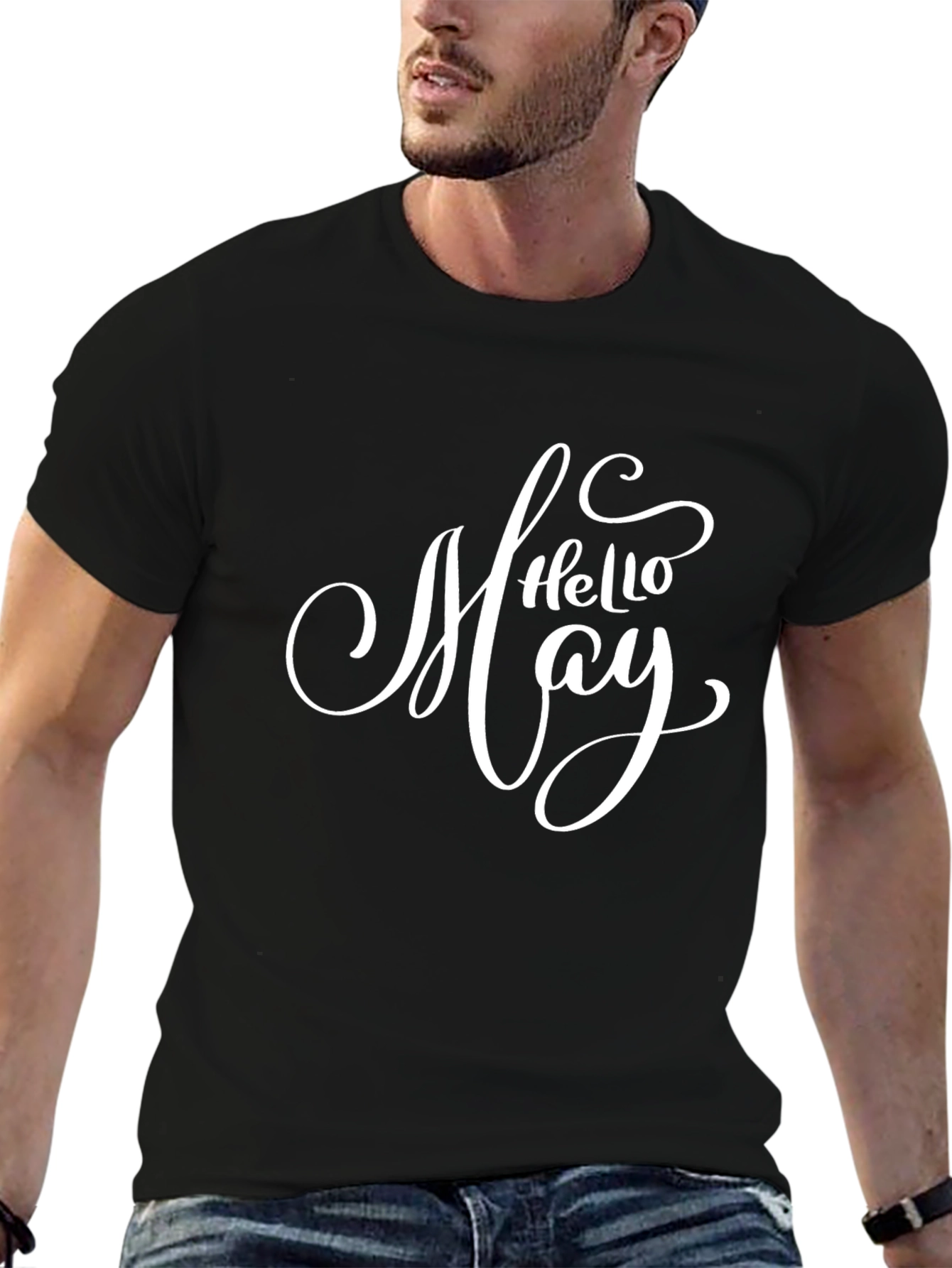 Hello May T-Shirt - Black Graphic Tee
