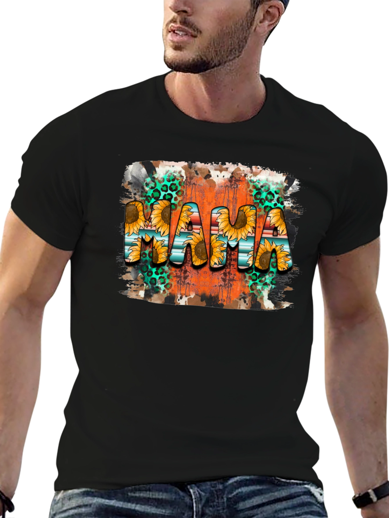 Mama Sunflower Graphic Tee - Black