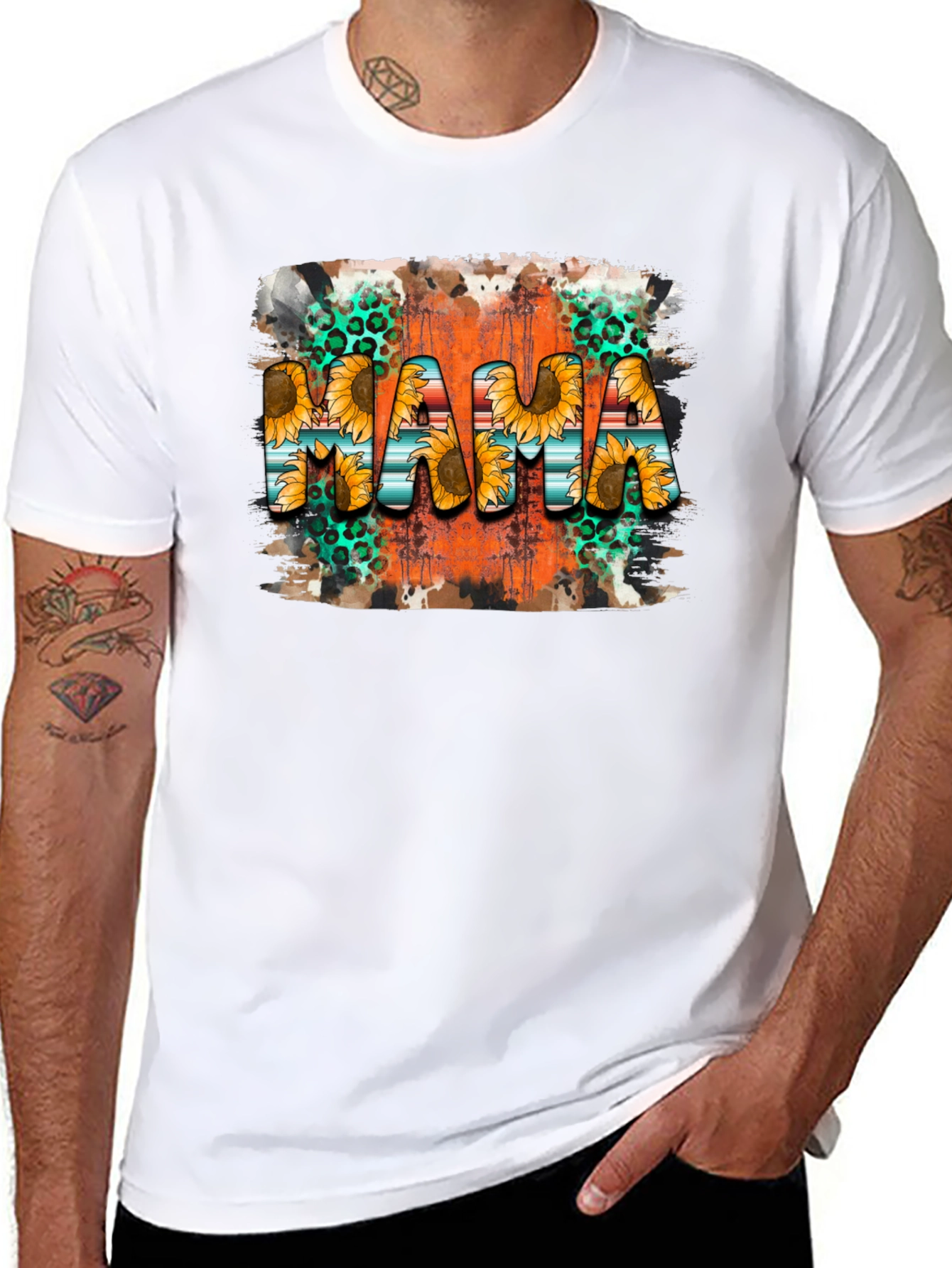 Mama Sunflower Graphic Tee - Black