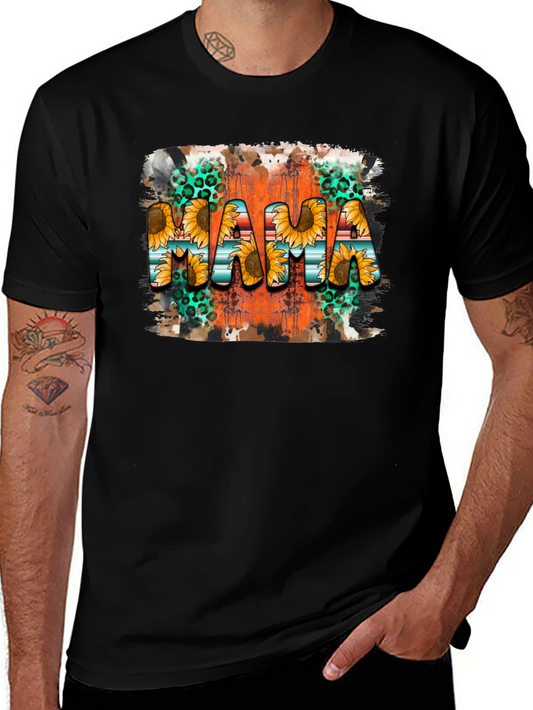 Mama Sunflower Graphic Tee - Black
