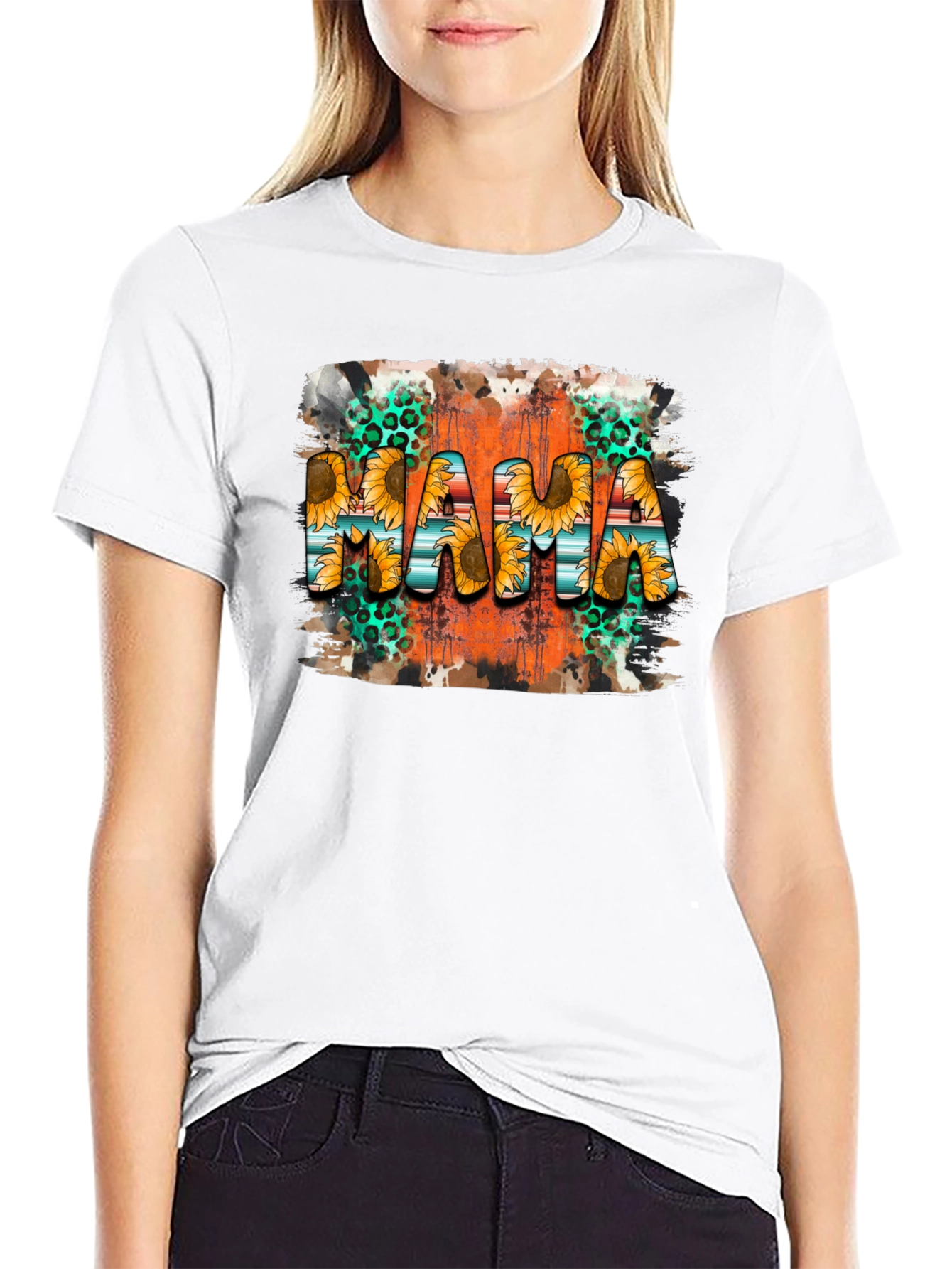 Mama Sunflower Graphic Tee - Black