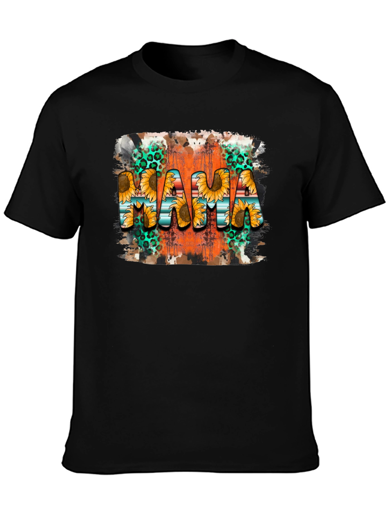 Mama Sunflower Graphic Tee - Black
