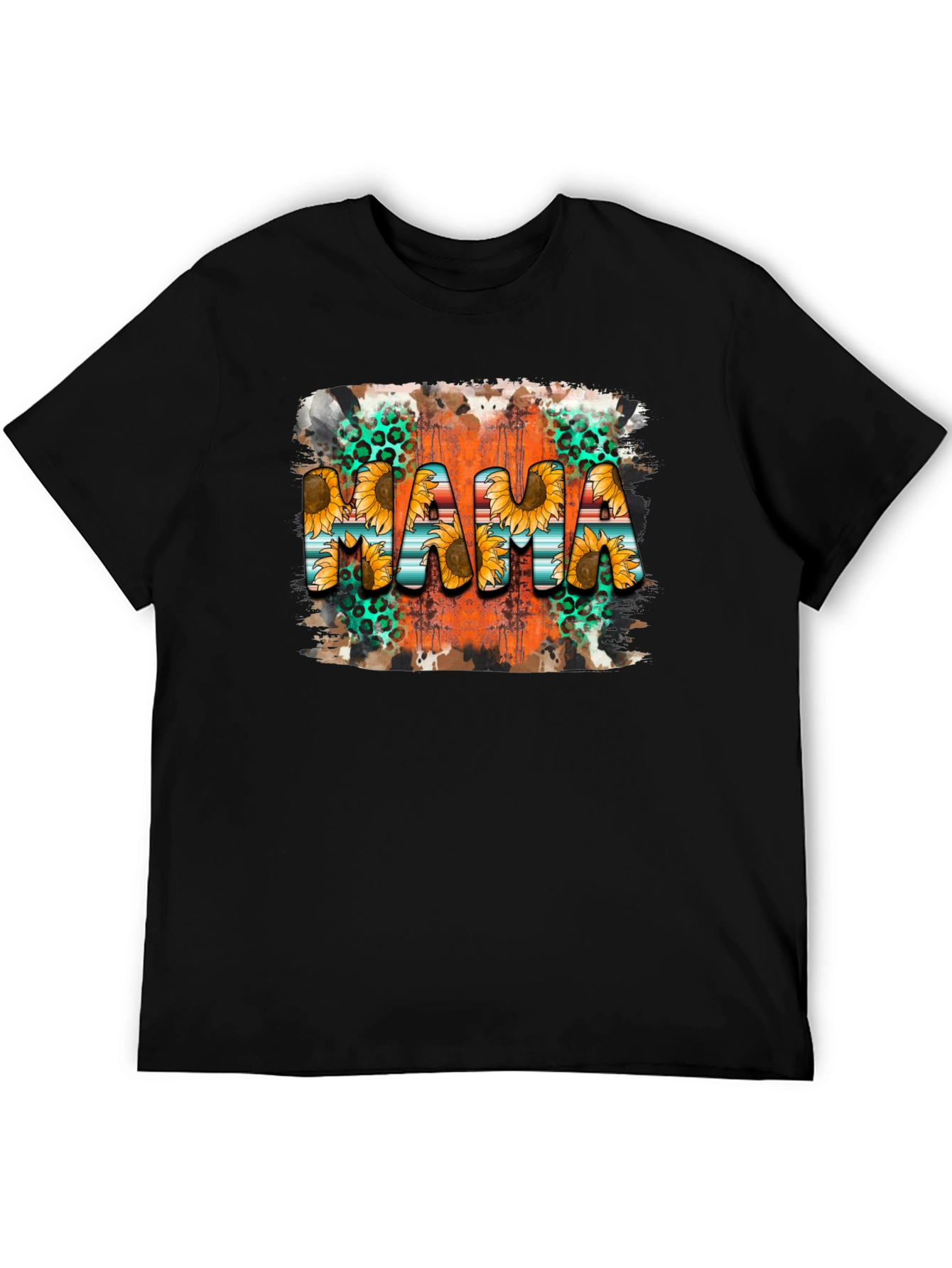 Mama Sunflower Graphic Tee - Black