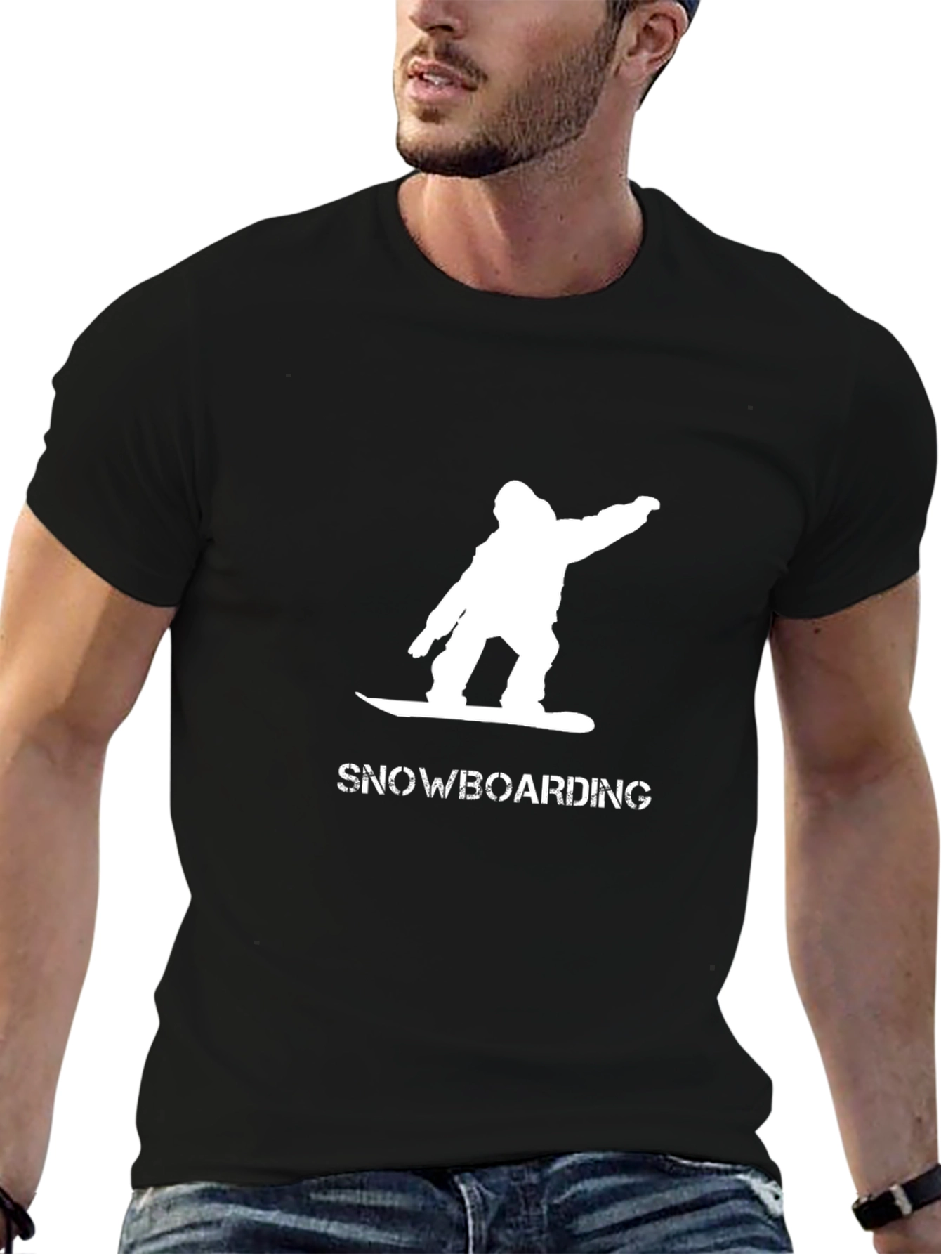Snowboarding Graphic T-Shirt - Casual Black Tee
