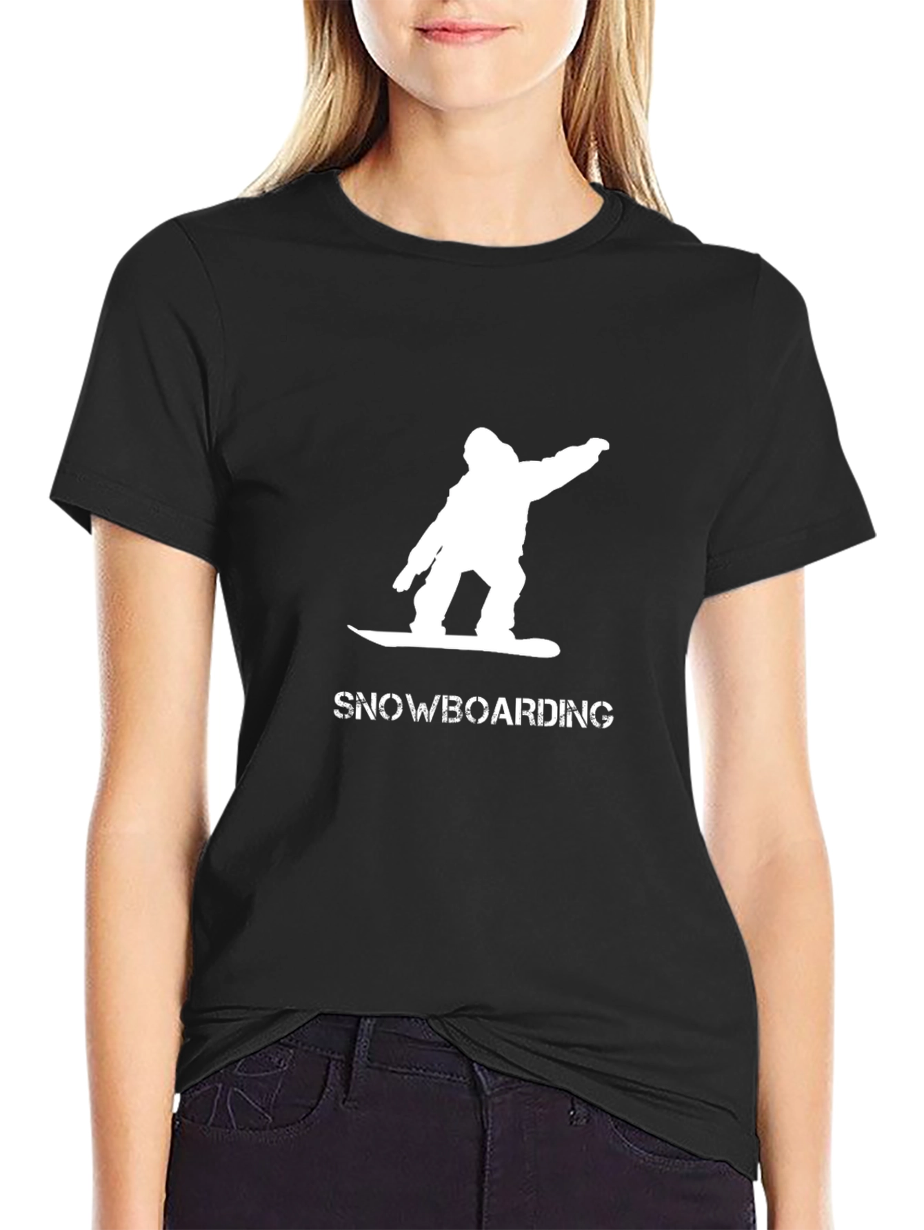 Snowboarding Graphic T-Shirt - Casual Black Tee