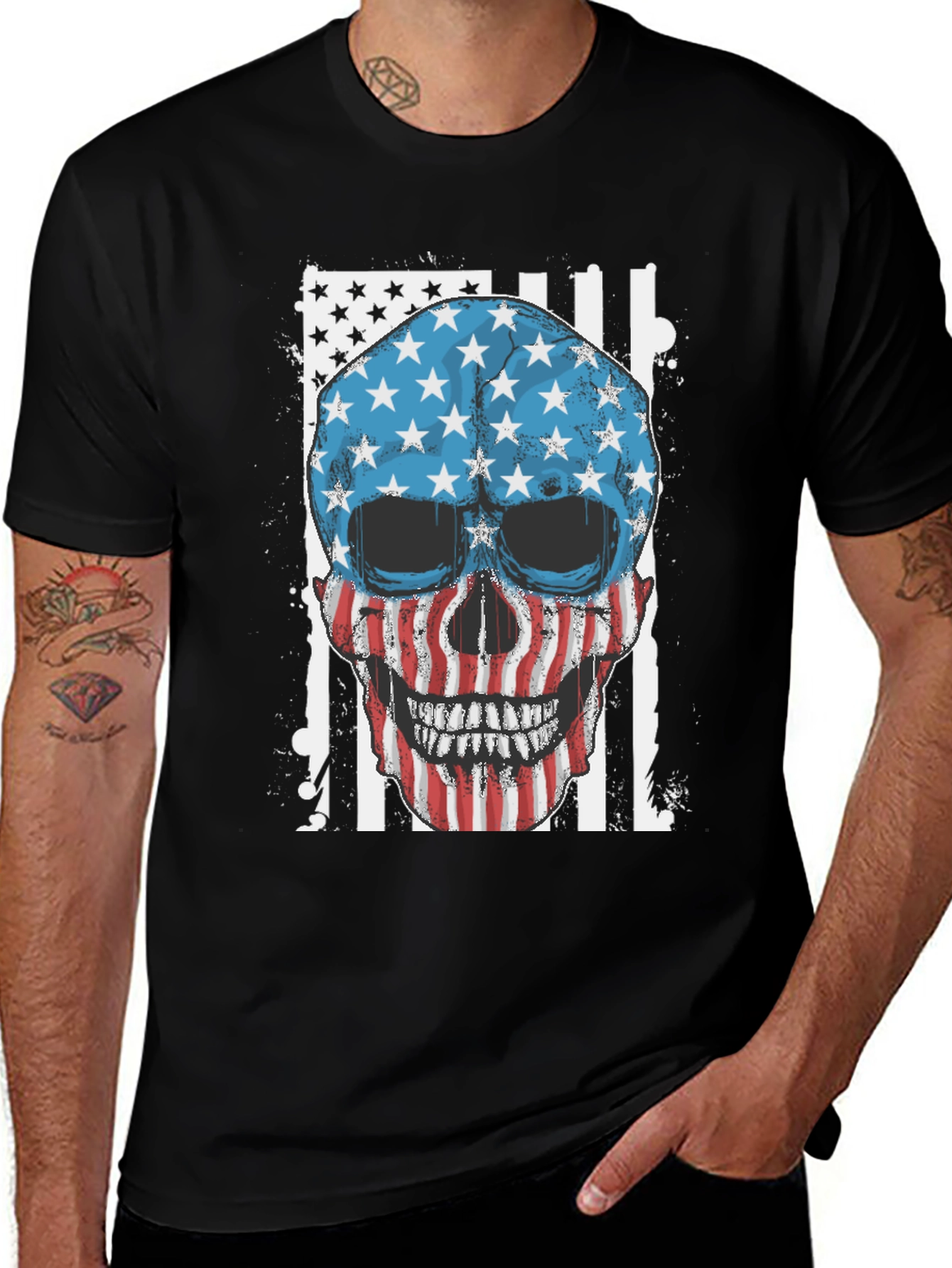 American Flag Skull Graphic T-Shirt - Patriot Tee