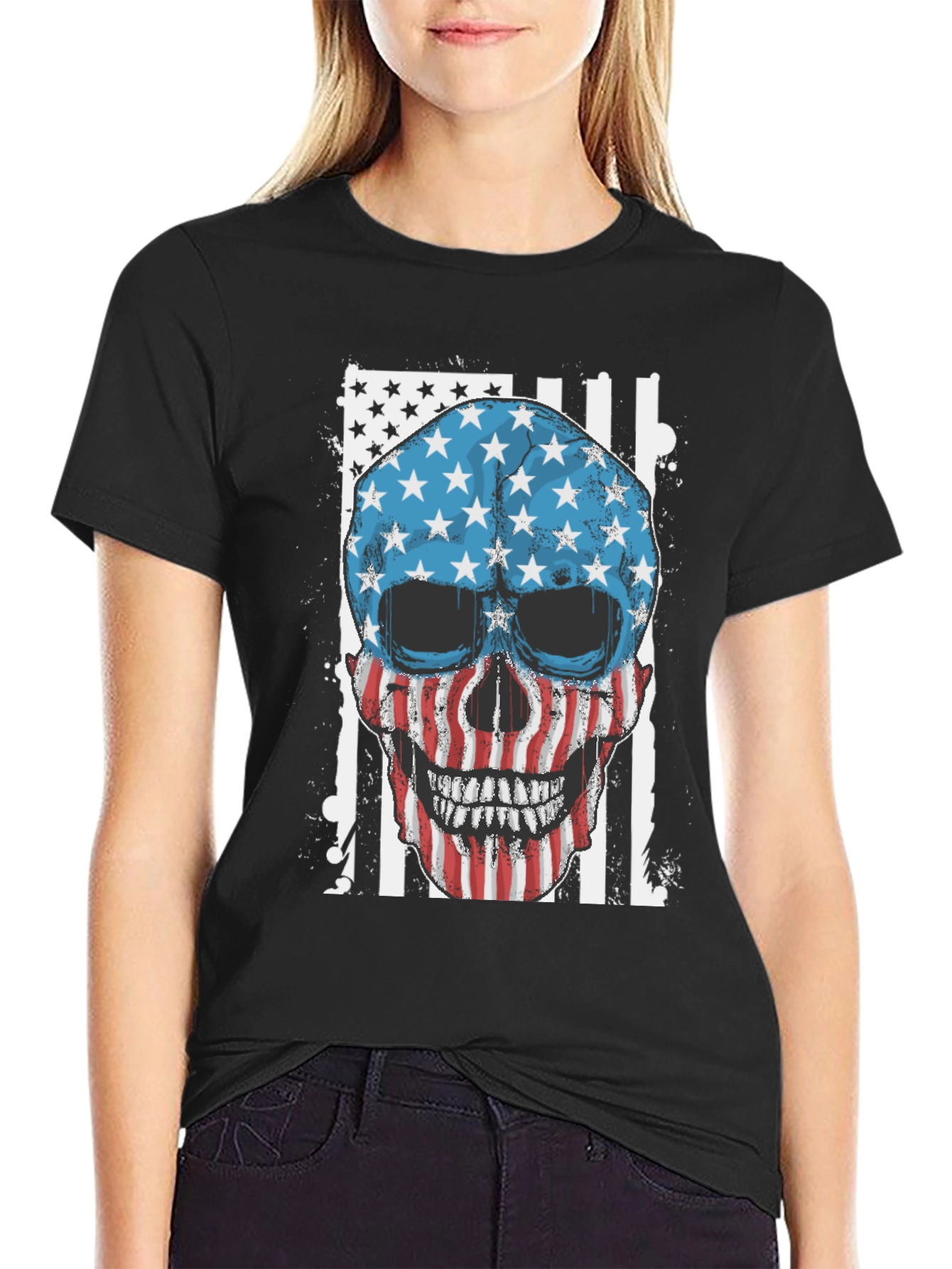 American Flag Skull Graphic T-Shirt - Patriot Tee