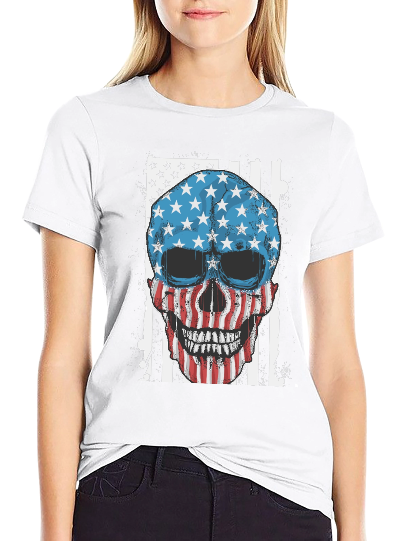 American Flag Skull Graphic T-Shirt - Patriot Tee