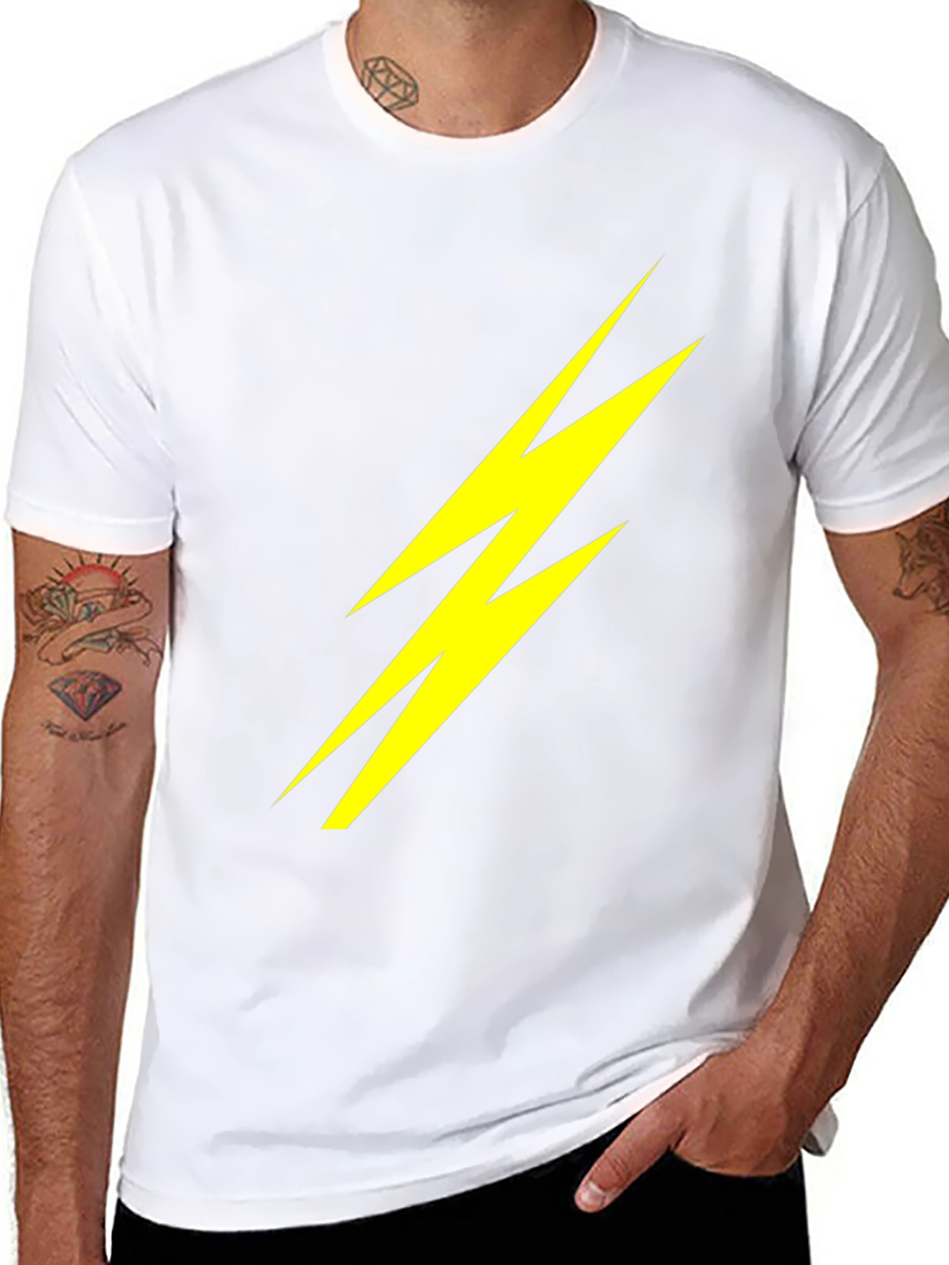 Lightning Bolt Graphic Tee - Bold Black Cotton T-Shirt