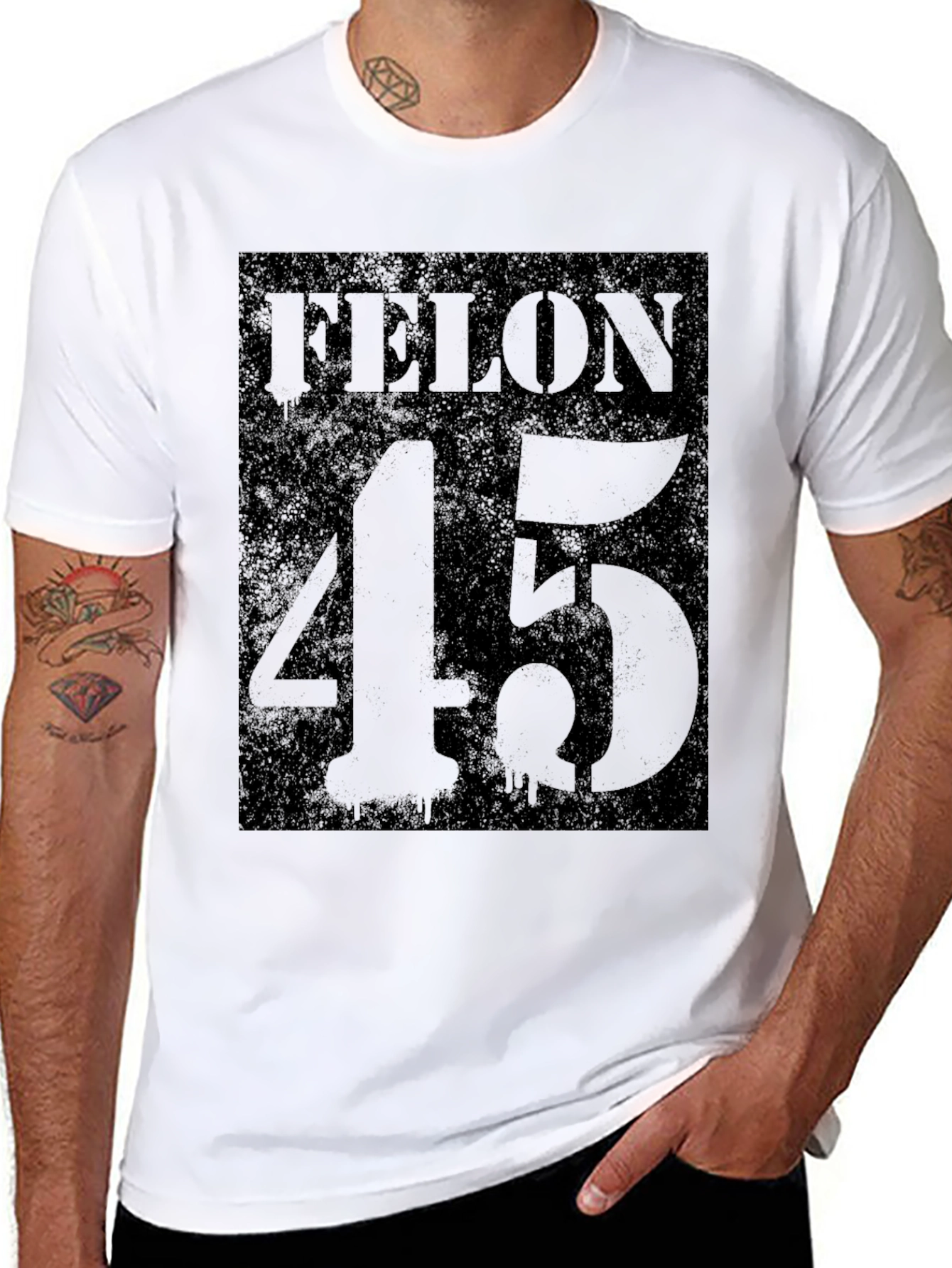Felon 45 Graphic T-Shirt - Dark Humor Tee